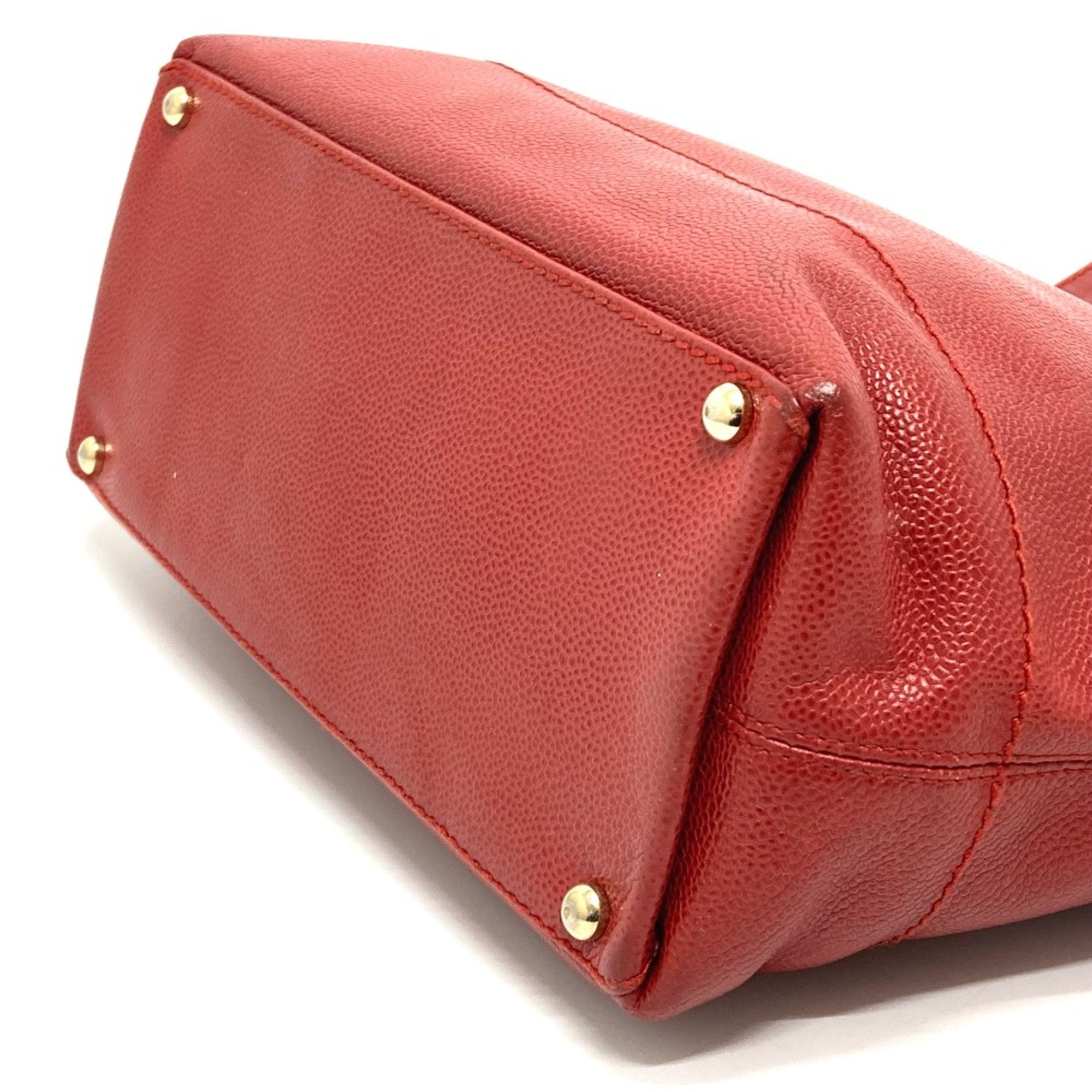 Chanel Red Leather Tote Bag
