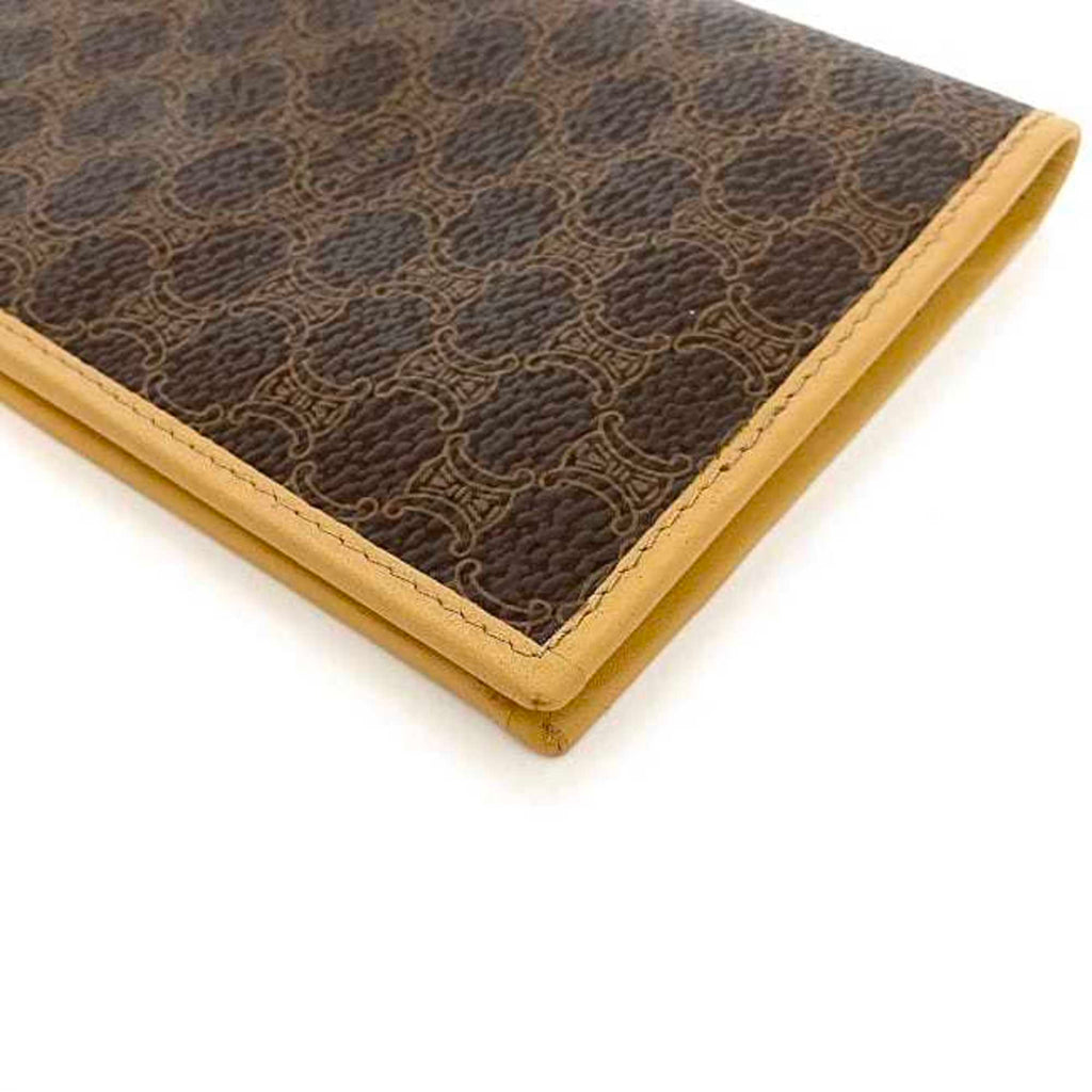Celine Beige Brown Pvc Leather Long Wallet (Bi-Fold)