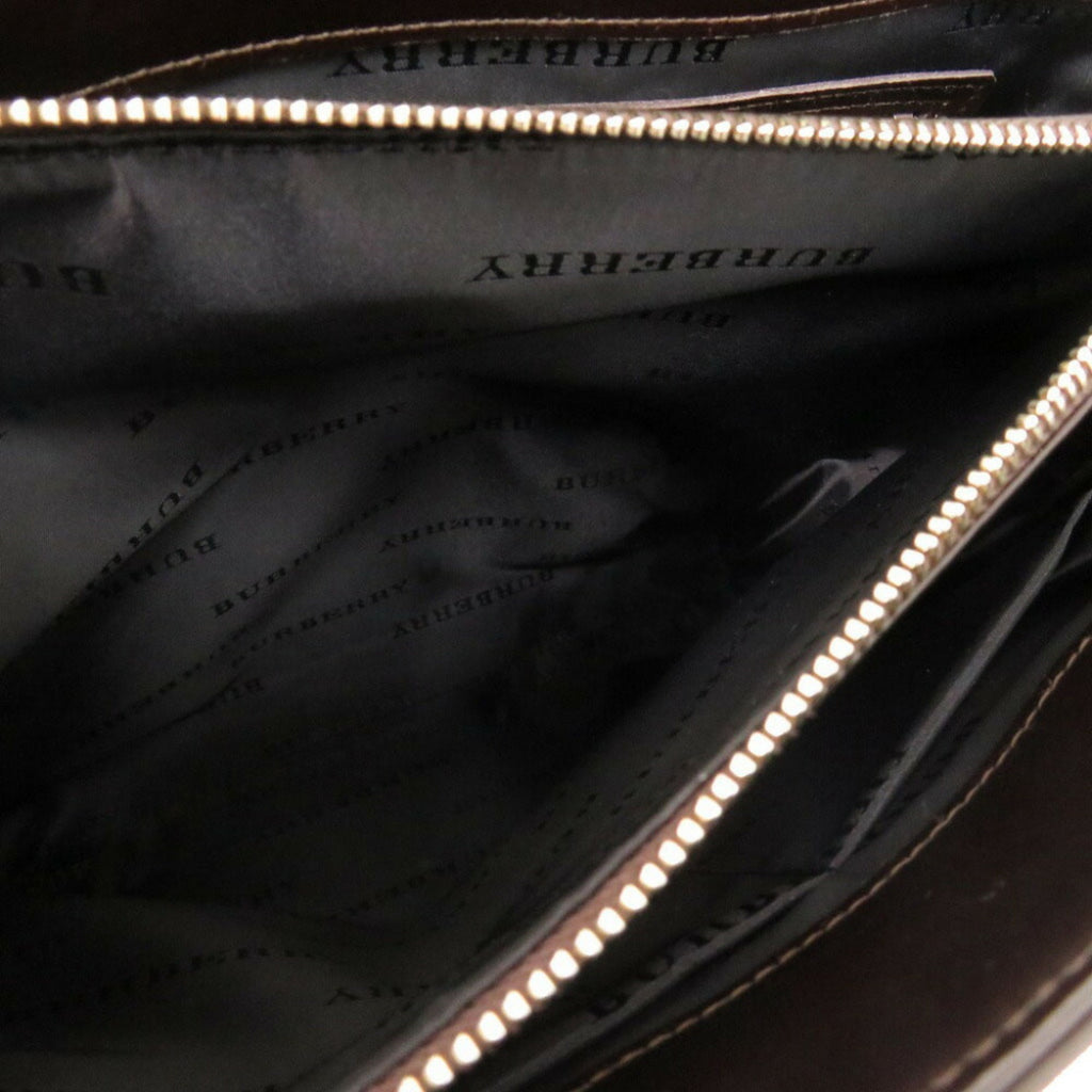 Burberry Beige Dark Brown Canvas Handbag
