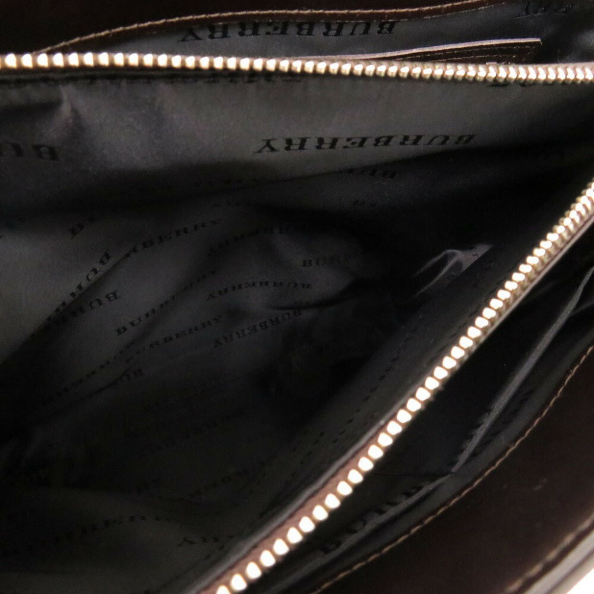 Burberry Beige Dark Brown Canvas Handbag