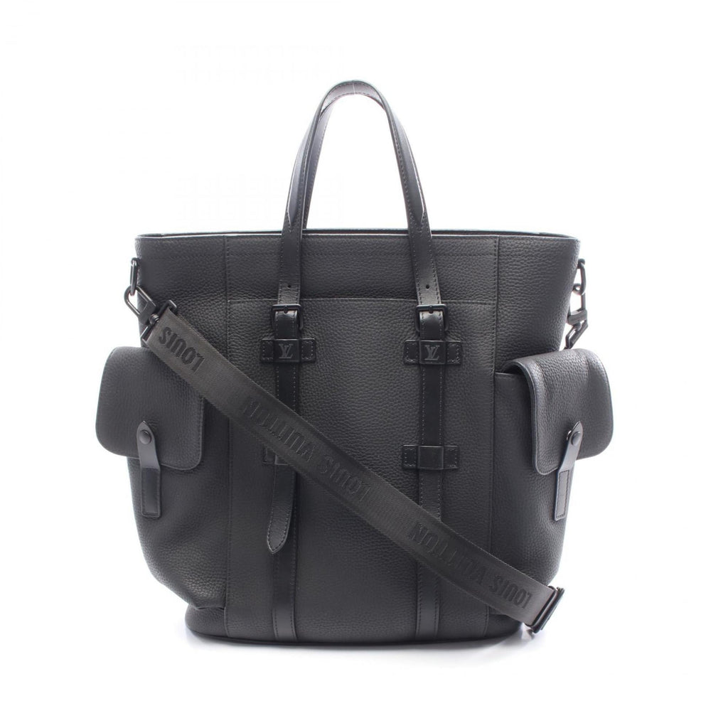 Louis Vuitton Black Leather Tote Bag