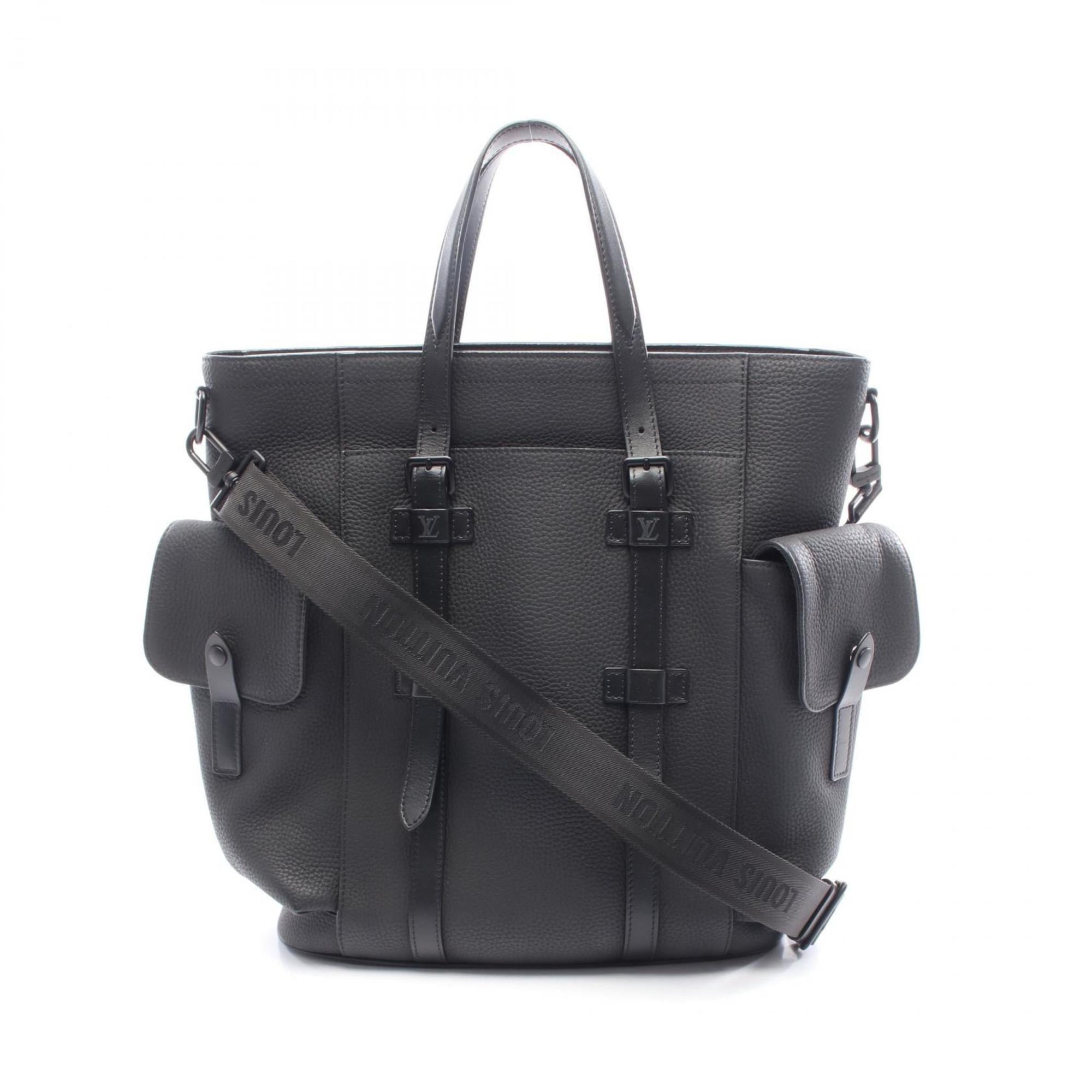 Louis Vuitton Black Leather Tote Bag