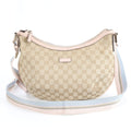 Gucci Beige Leather Canvas Handbag Shoulder Bag Tote Bag (Pre-Owned)