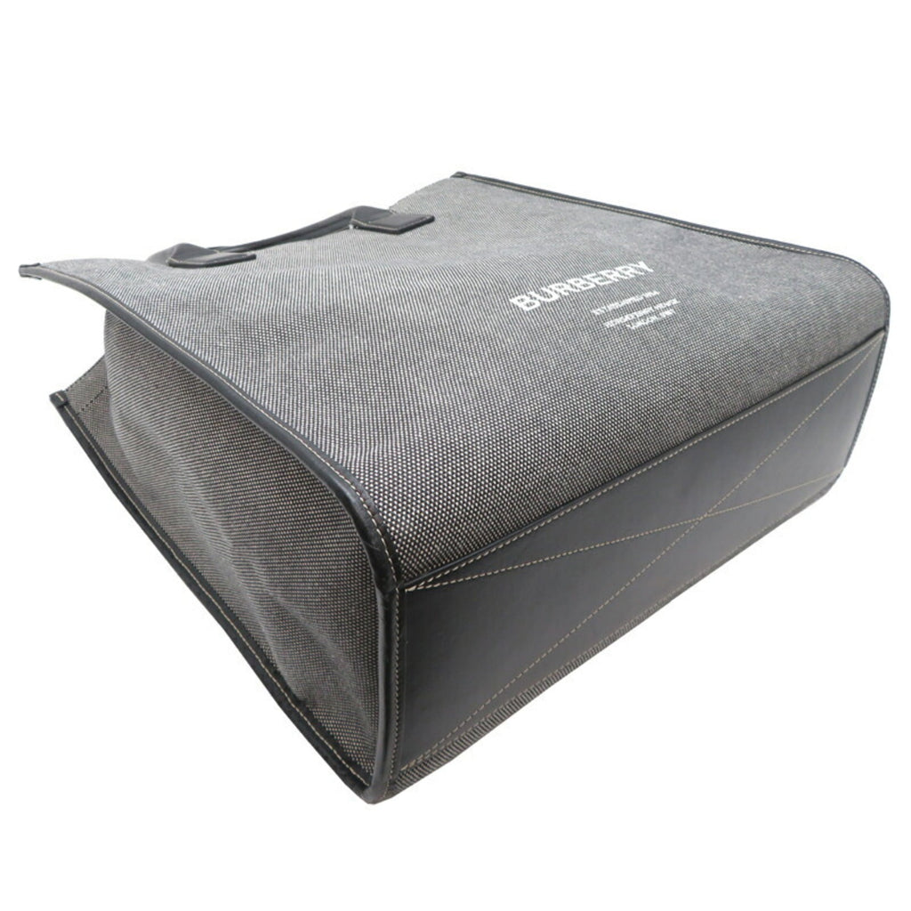 Burberry Gray Canvas Leather Tote Bag