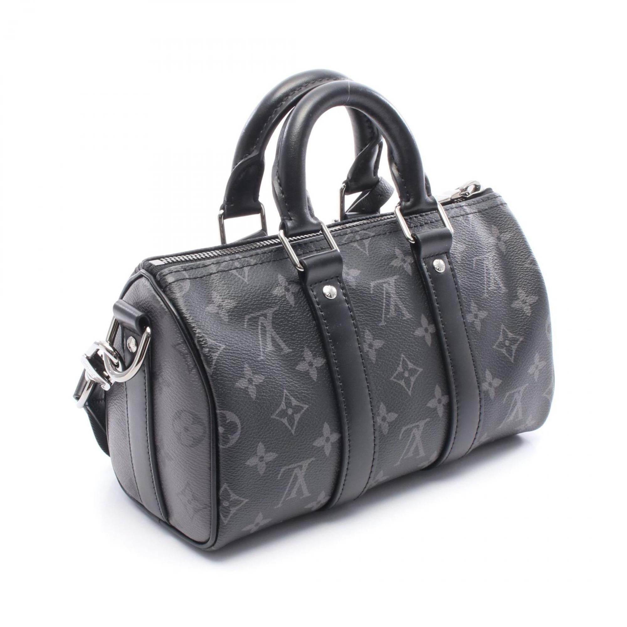 Louis Vuitton Black Gray Pvc Coated Canvas Monogram Eclipse Leather Handbag