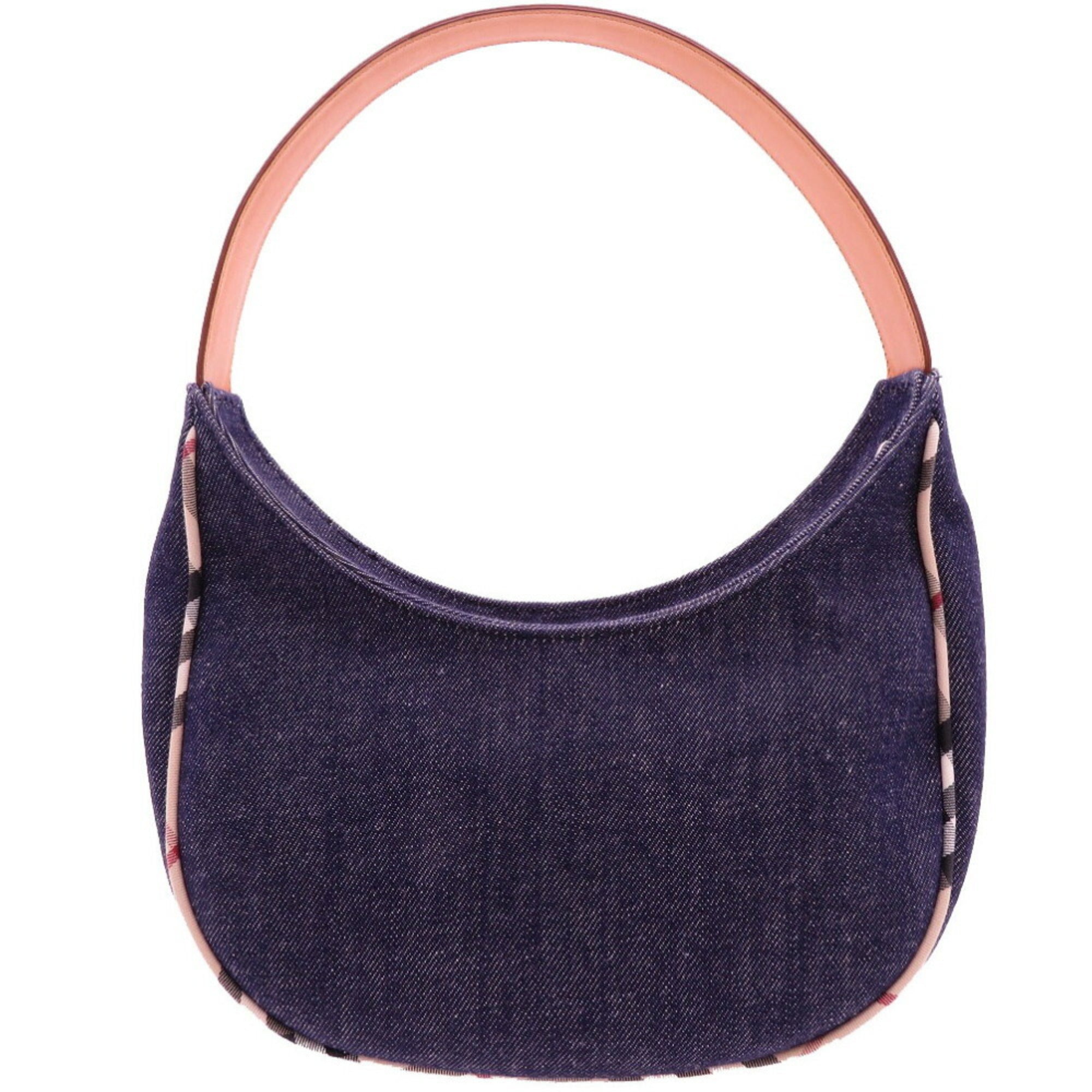 Burberry Beige Navy Denim Leather Shoulder Bag