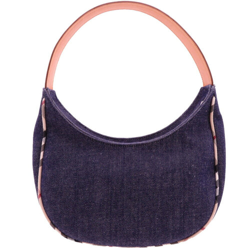 Burberry Beige Navy Denim Leather Shoulder Bag