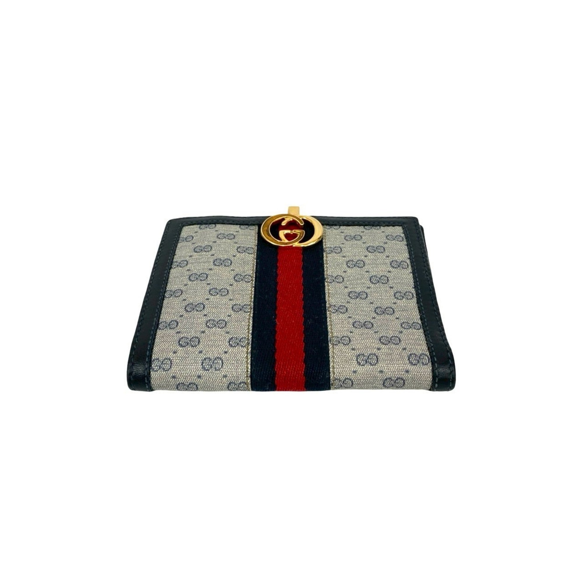 Gucci Navy Red Color Leather Pvc Wallet (Bi-Fold) (Pre-Owned)