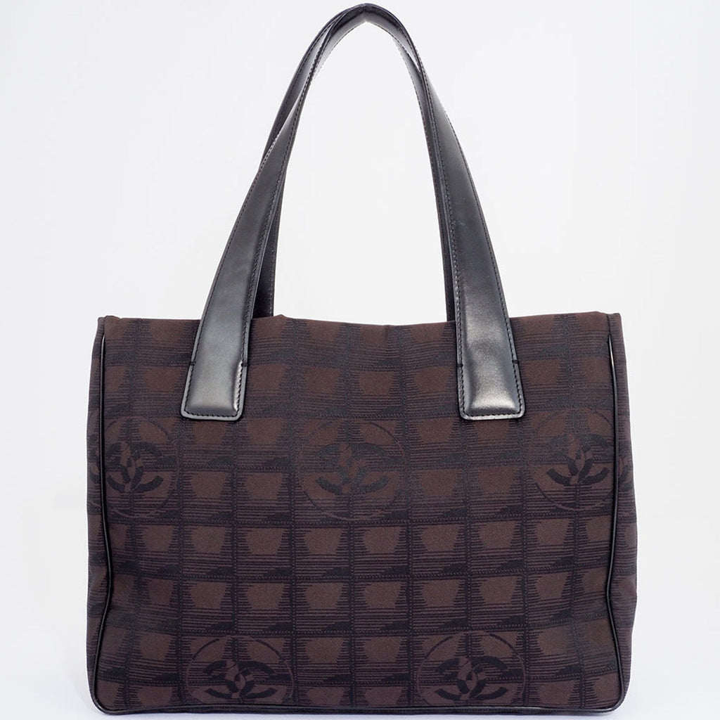 Chanel New Travel Line Brown Jacquard Leather Tote Bag