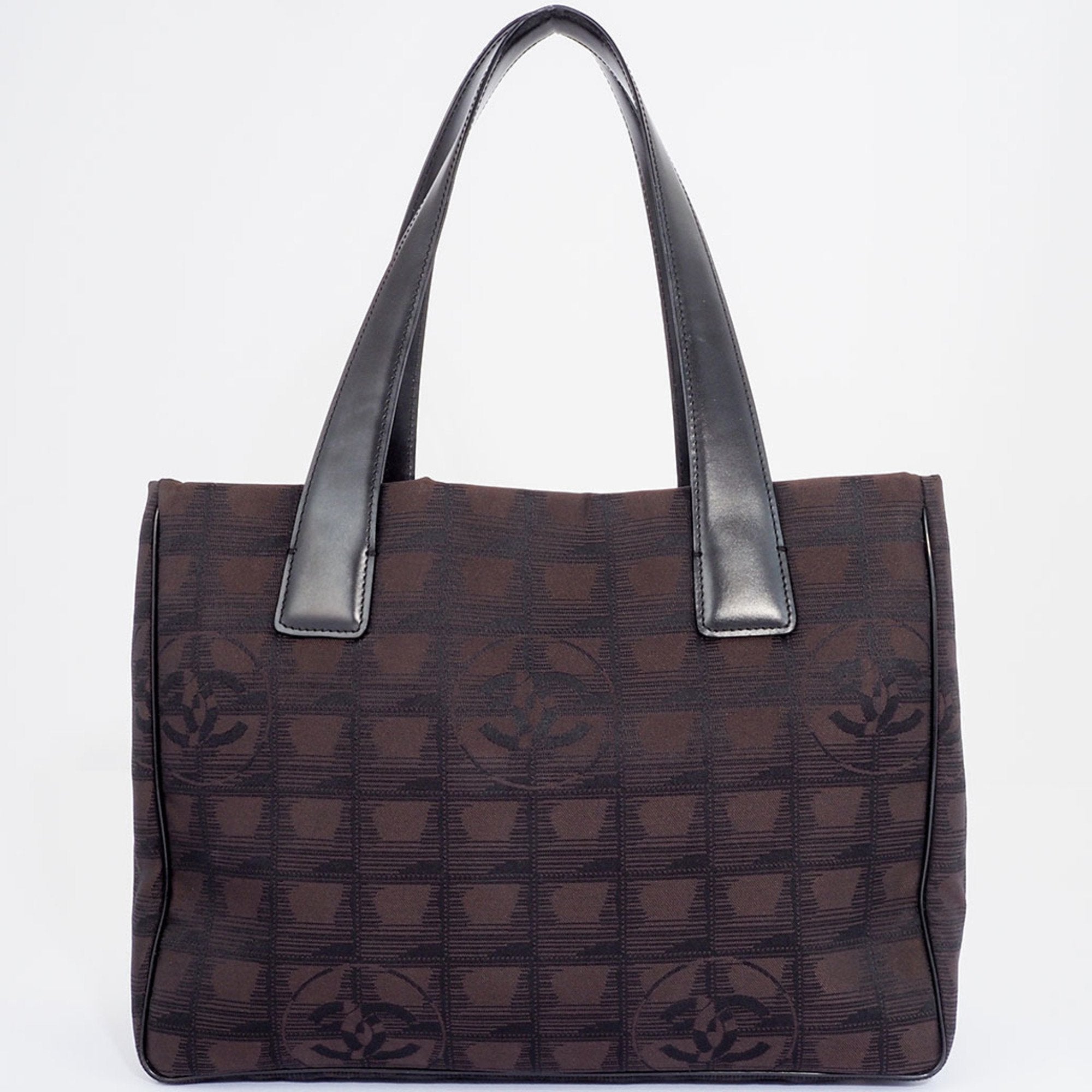 Chanel New Travel Line Brown Jacquard Leather Tote Bag