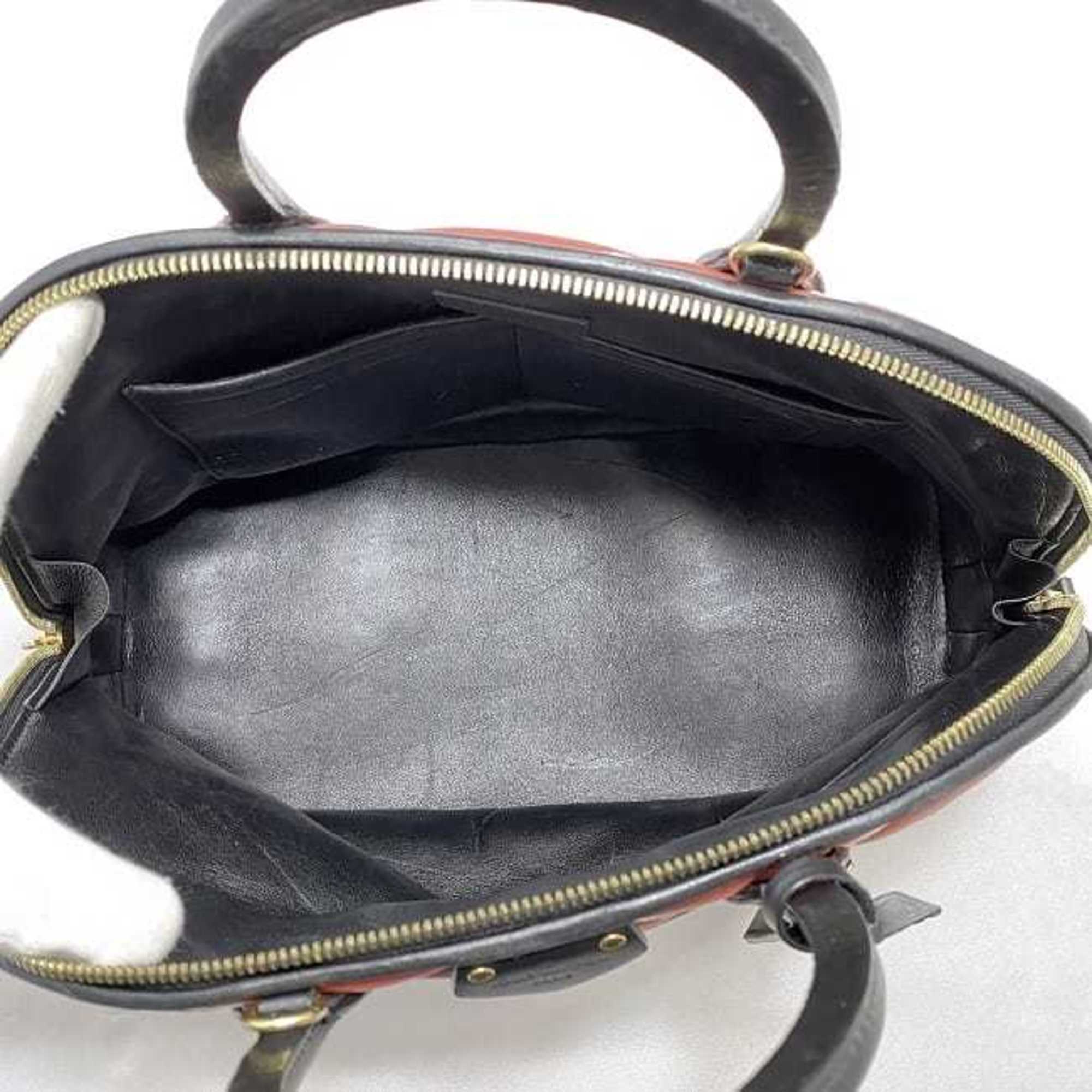 Louis Vuitton Black Red Color Leather Handbag Shoulder Bag