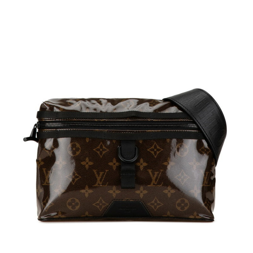 Louis Vuitton Black Brown Vinyl Leather Shoulder Bag