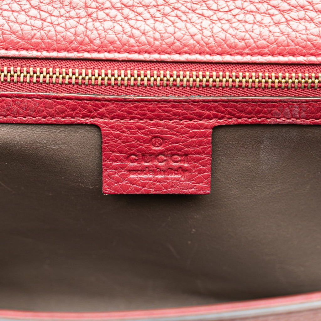 Gucci Red Color Wine Leather Shoulder Bag (Pre-Owned)