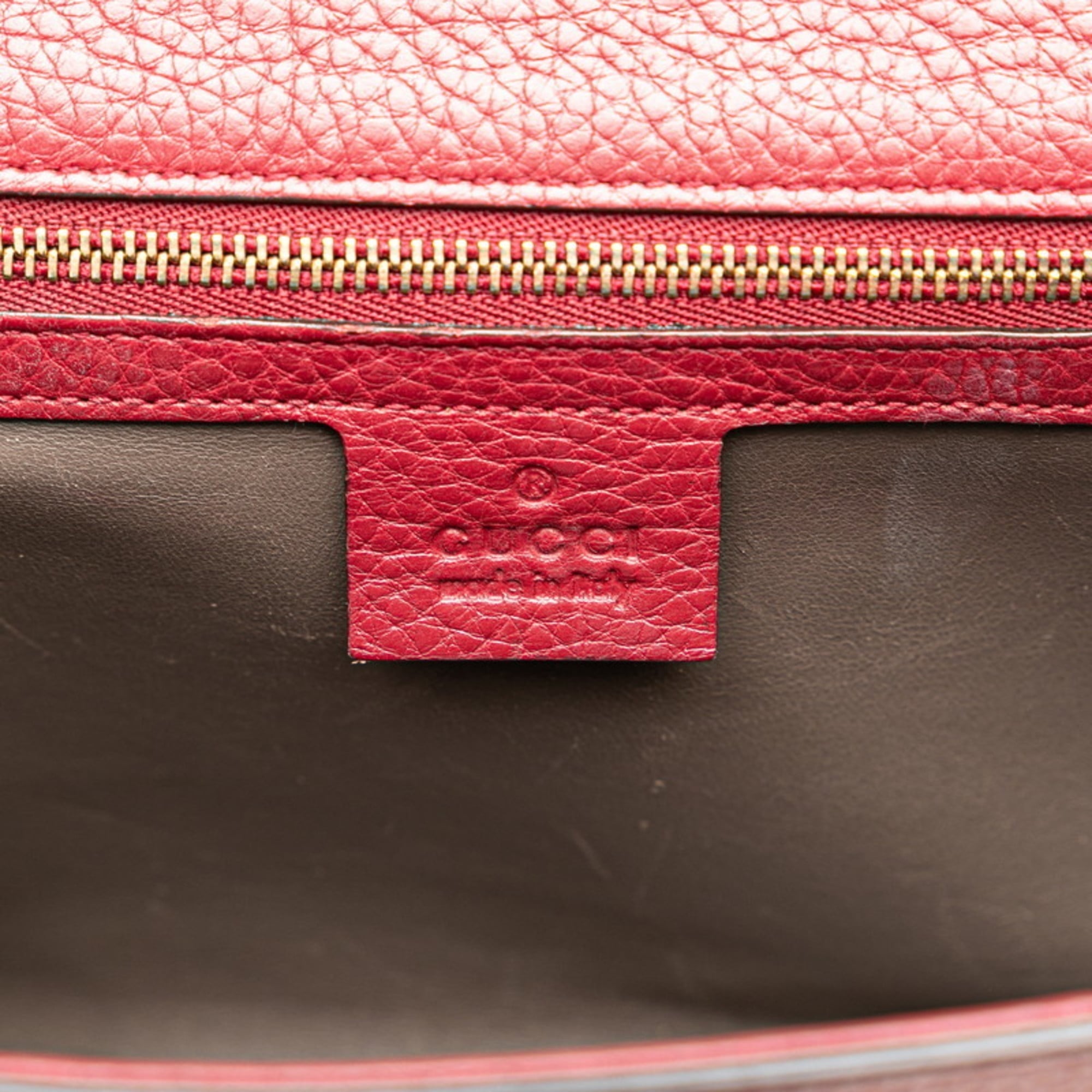 Gucci Red Color Wine Leather Shoulder Bag (Pre-Owned)