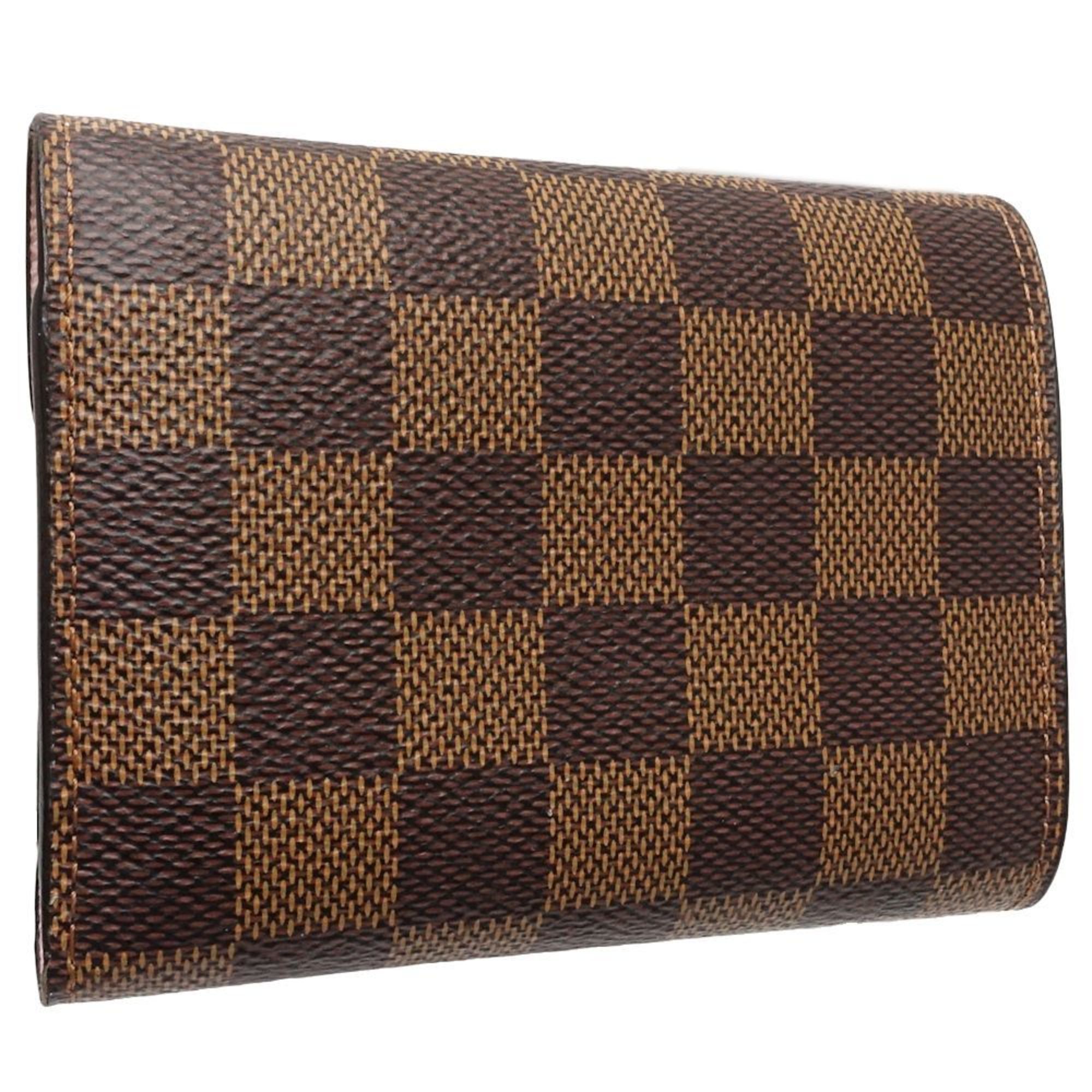 Louis Vuitton Damier Canvas Ebene Rose Ballerine Canvas Wallet (Tri-Fold)