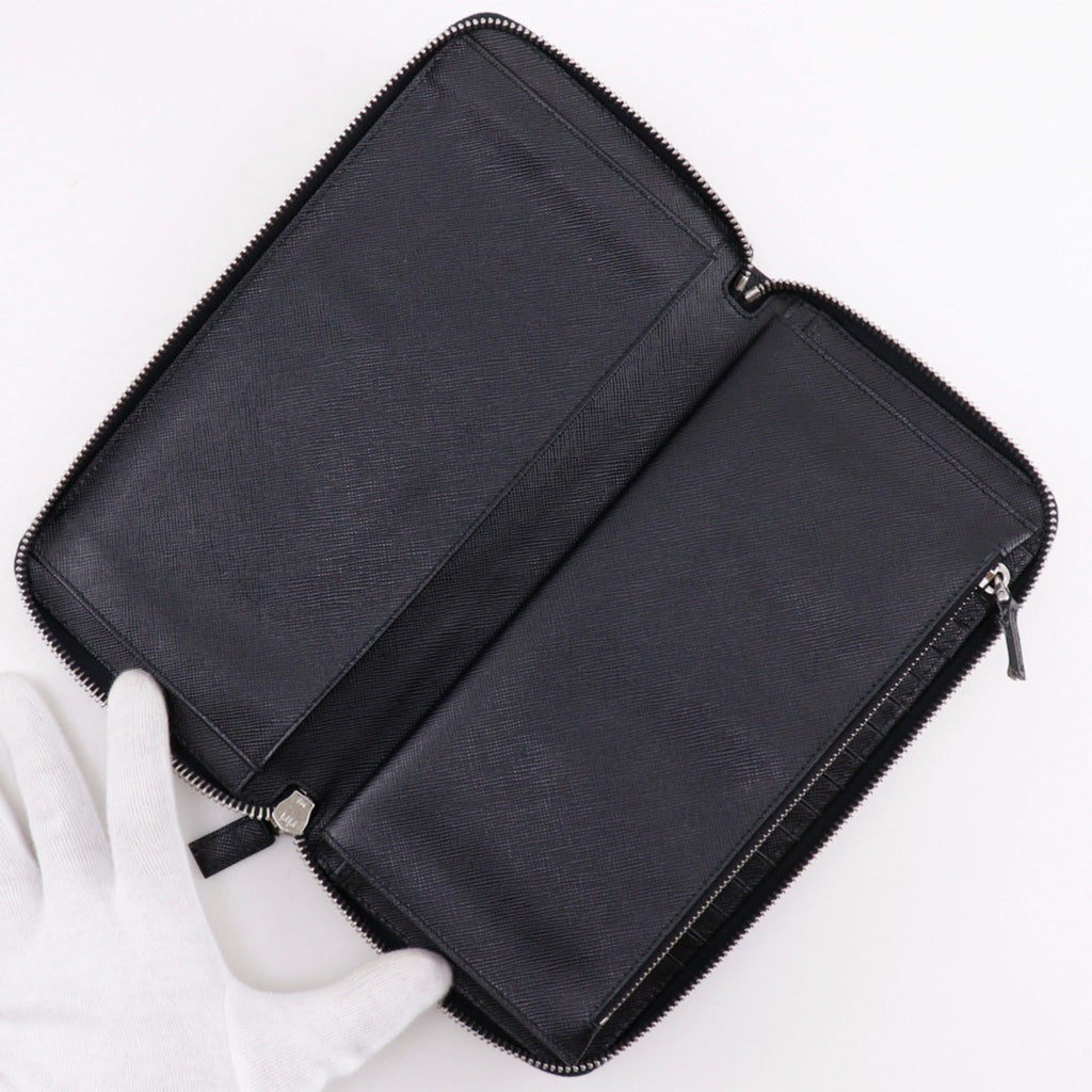 Prada Saffiano Black Saffiano Long Wallet (Bi-Fold)