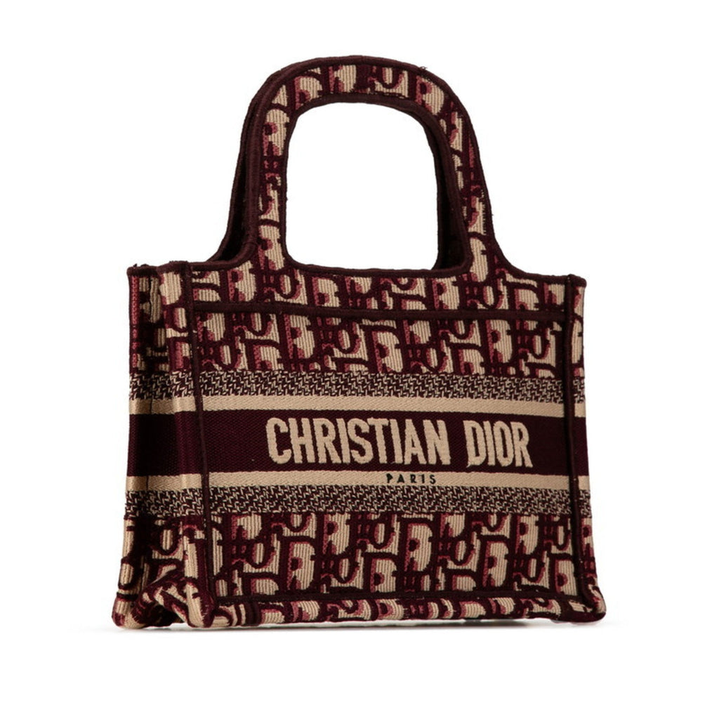 Christian Dior Beige Wine Canvas Handbag Tote Bag (Pre-Owned)