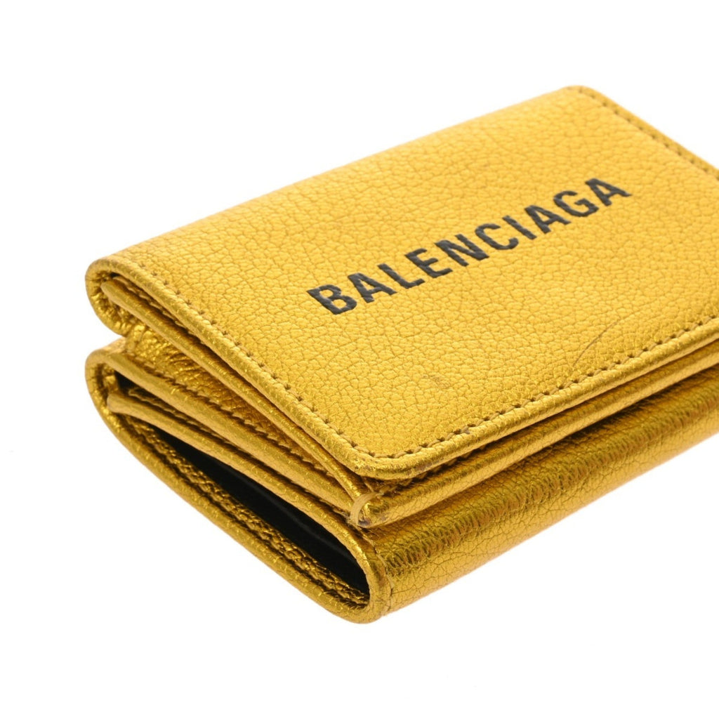 Balenciaga Metallic Gold Leather Wallet (Tri-Fold)