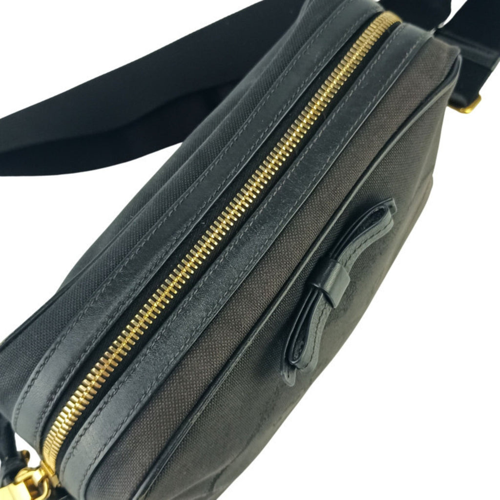 Prada Black Canvas Leather Shoulder Bag
