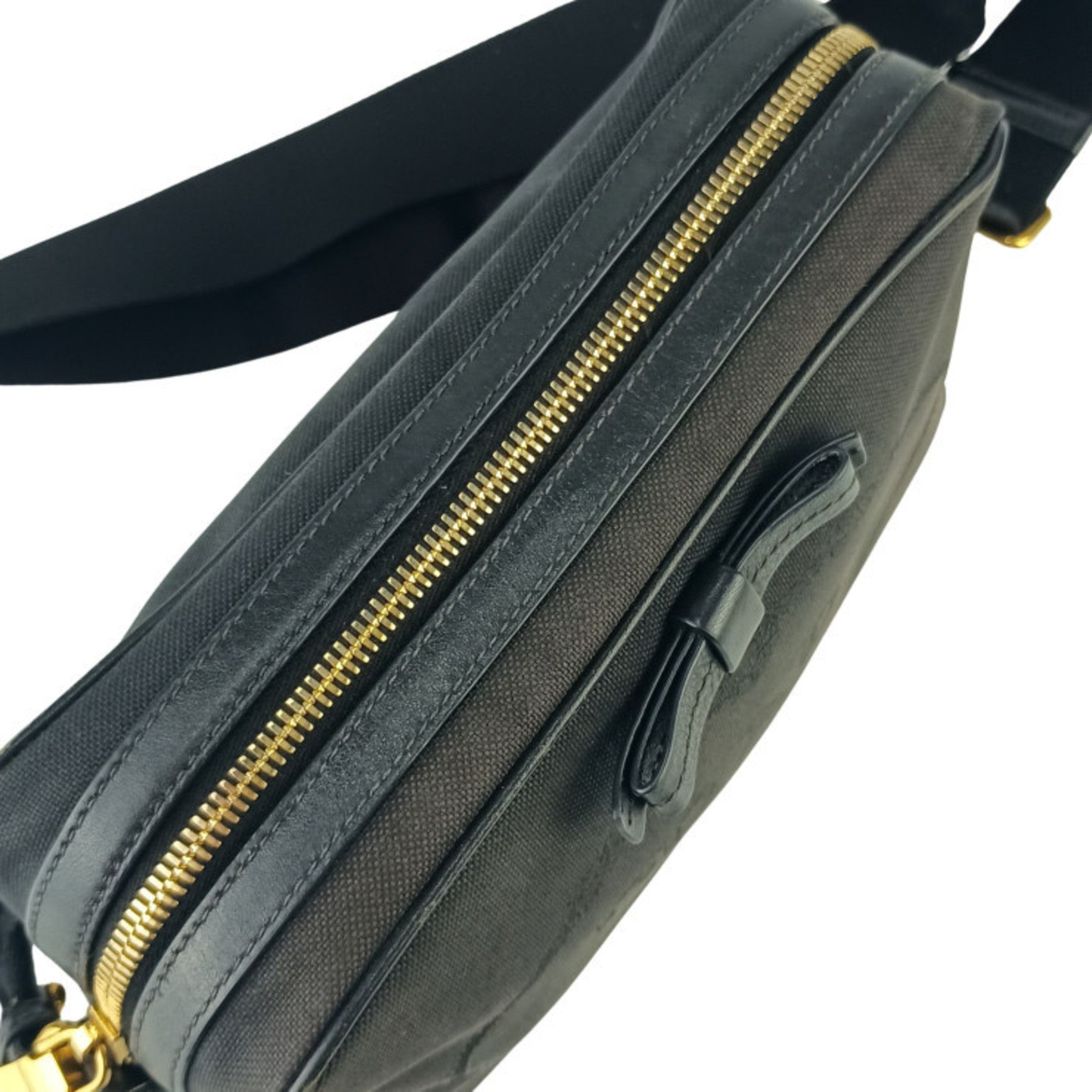 Prada Black Canvas Leather Shoulder Bag
