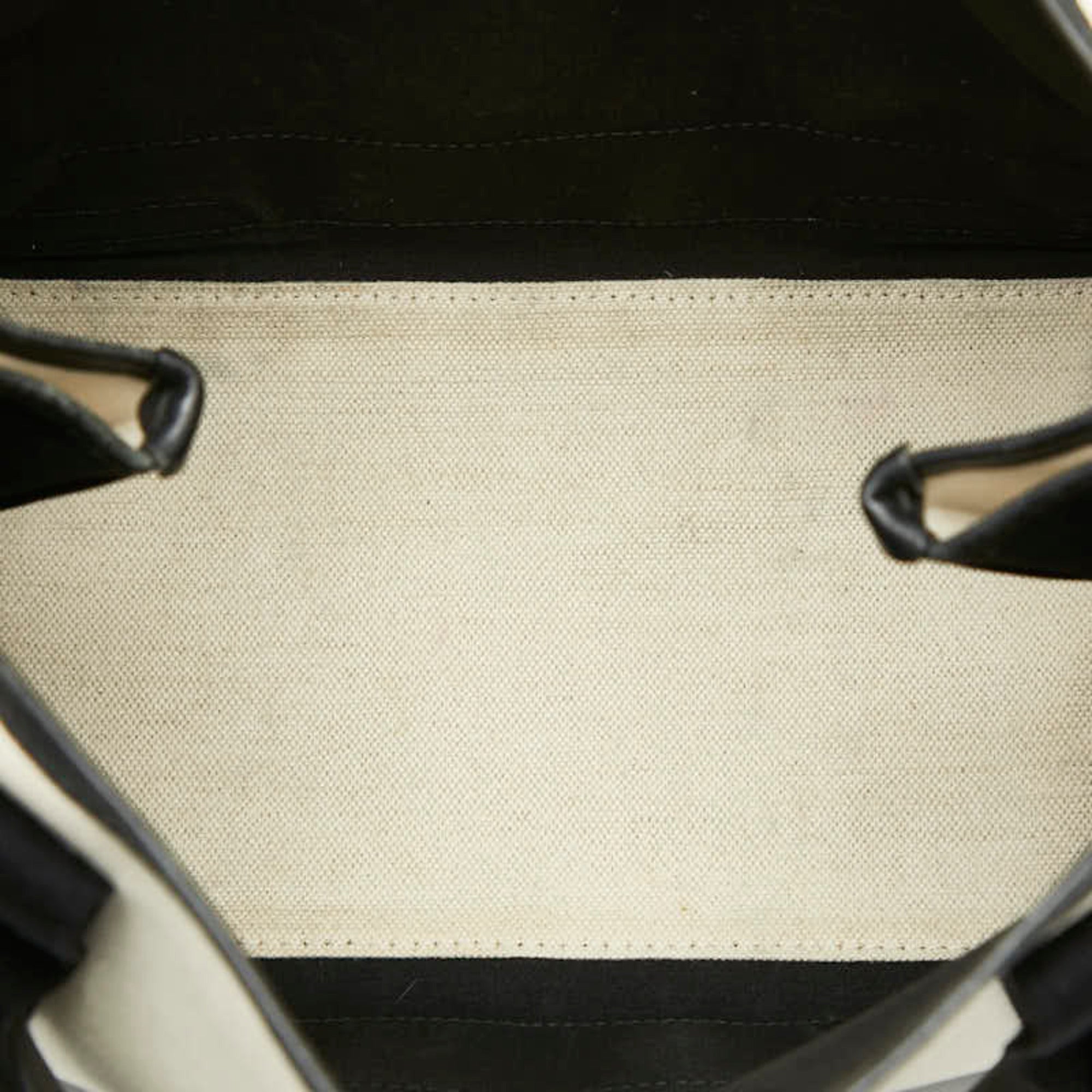 Balenciaga Black White Canvas Leather Handbag Pouch Tote
