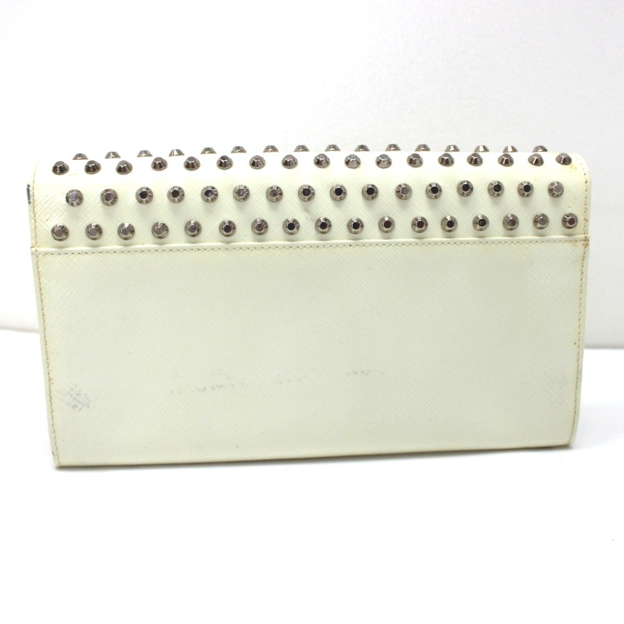 Prada White Leather Long Wallet (Bi-Fold)