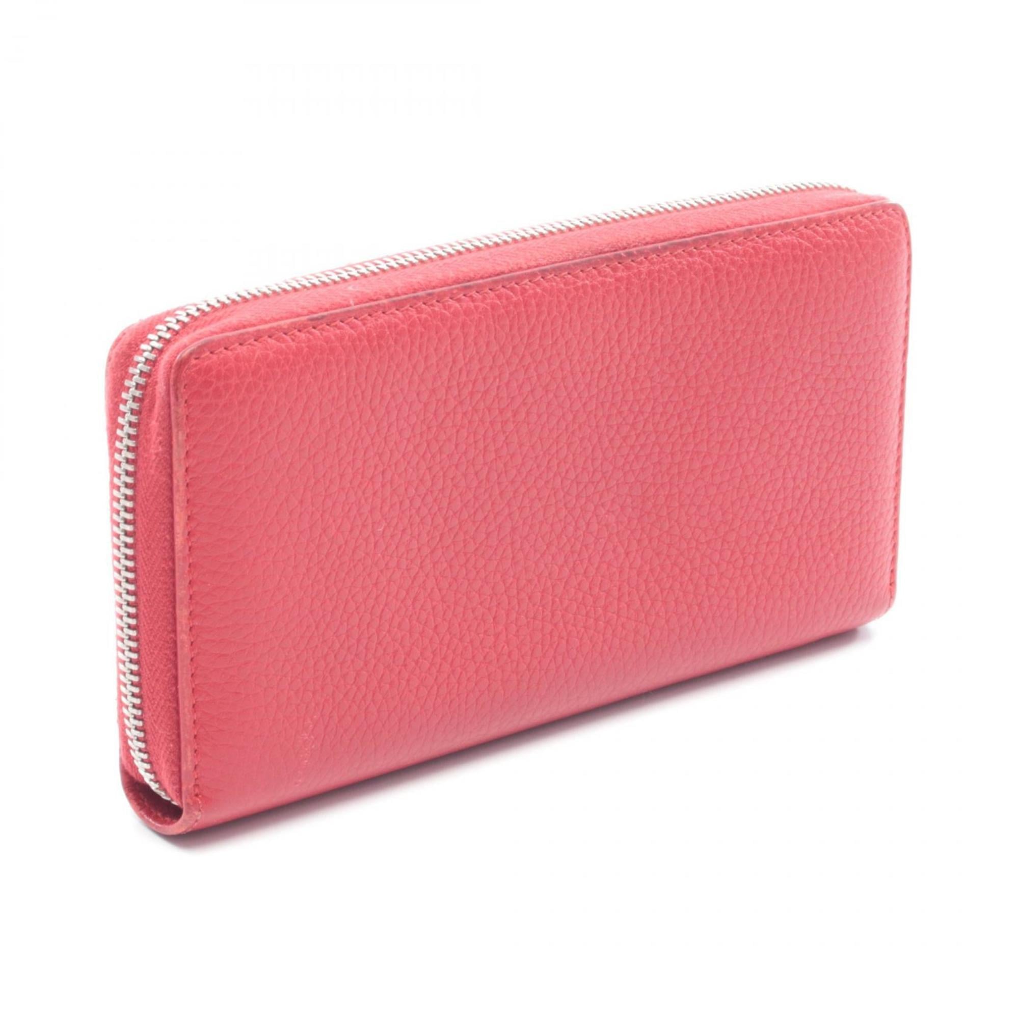 Gucci Red Color Leather Long Wallet (Bi-Fold) (Pre-Owned)