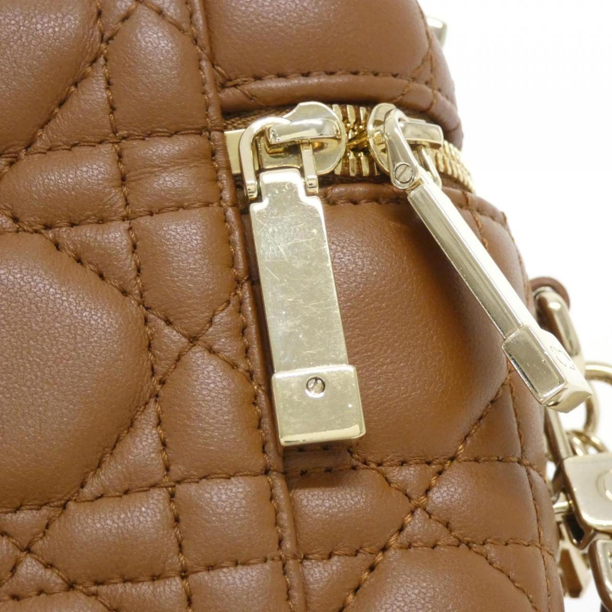 Christian Dior Leather Handbag Vanity Bag (Pre-Owned)