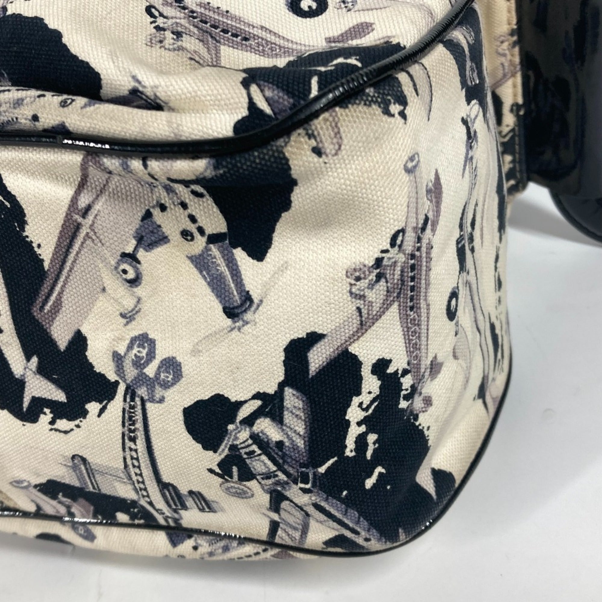 Chanel Black White Canvas Handbag