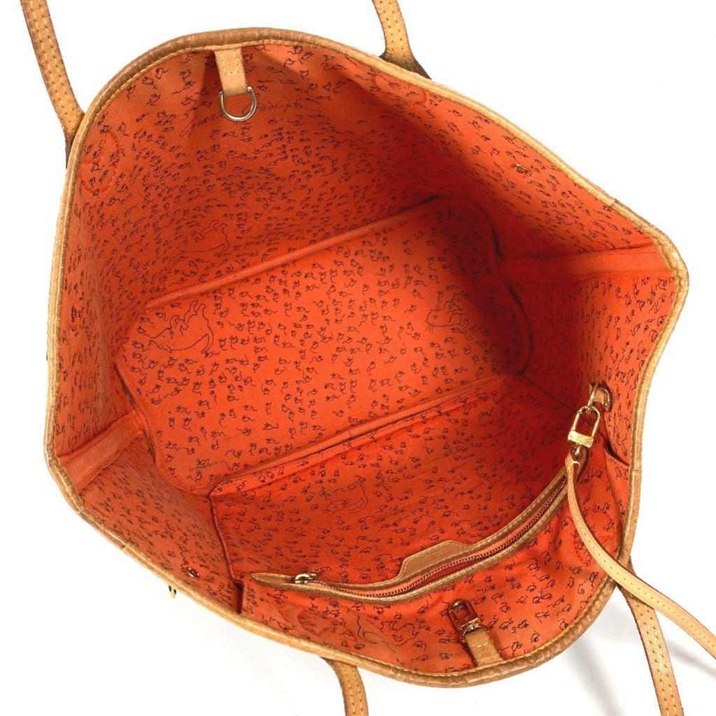 Louis Vuitton Brown Orange Monogram Leather Pouch Shoulder Bag Tote Bag