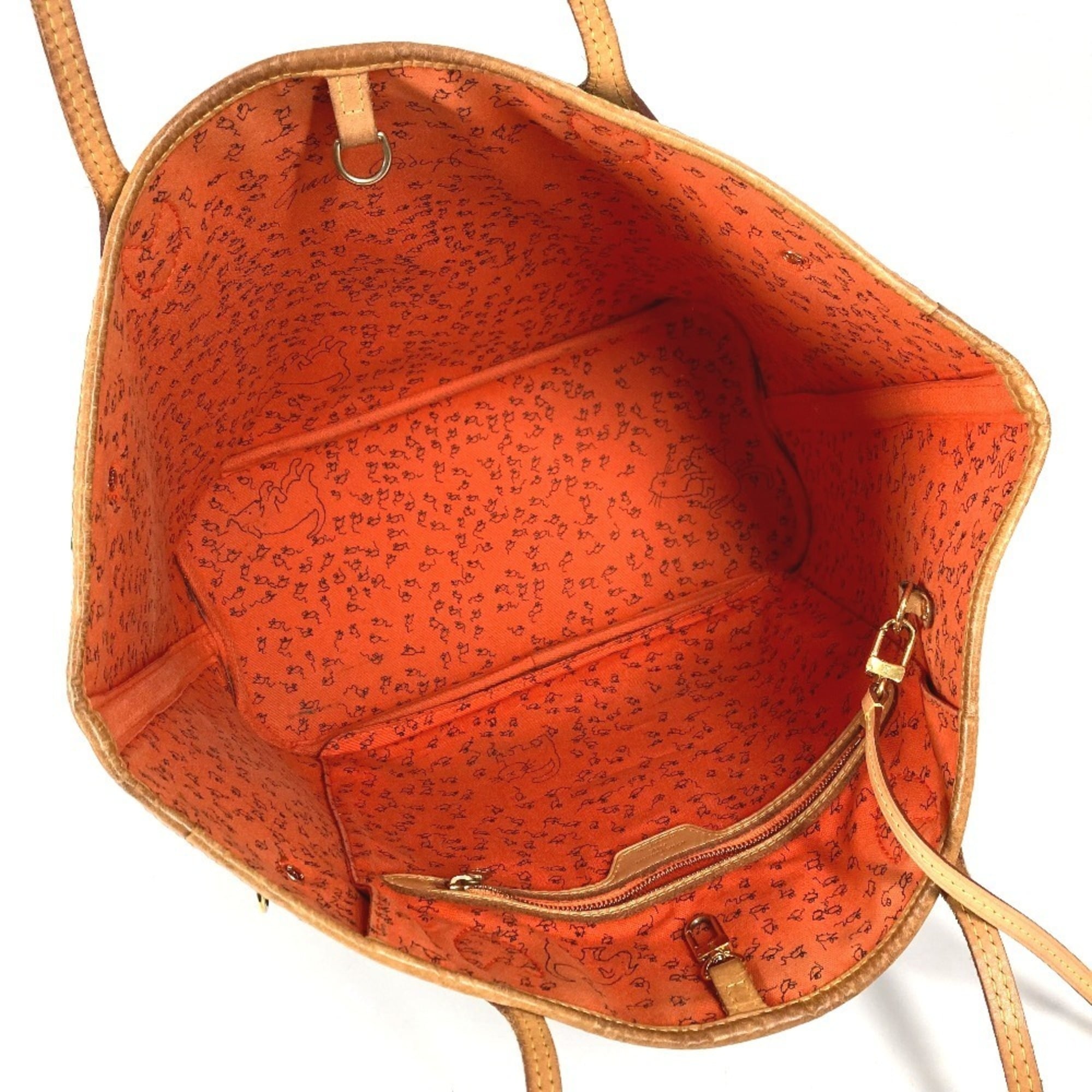 Louis Vuitton Brown Orange Monogram Leather Pouch Shoulder Bag Tote Bag