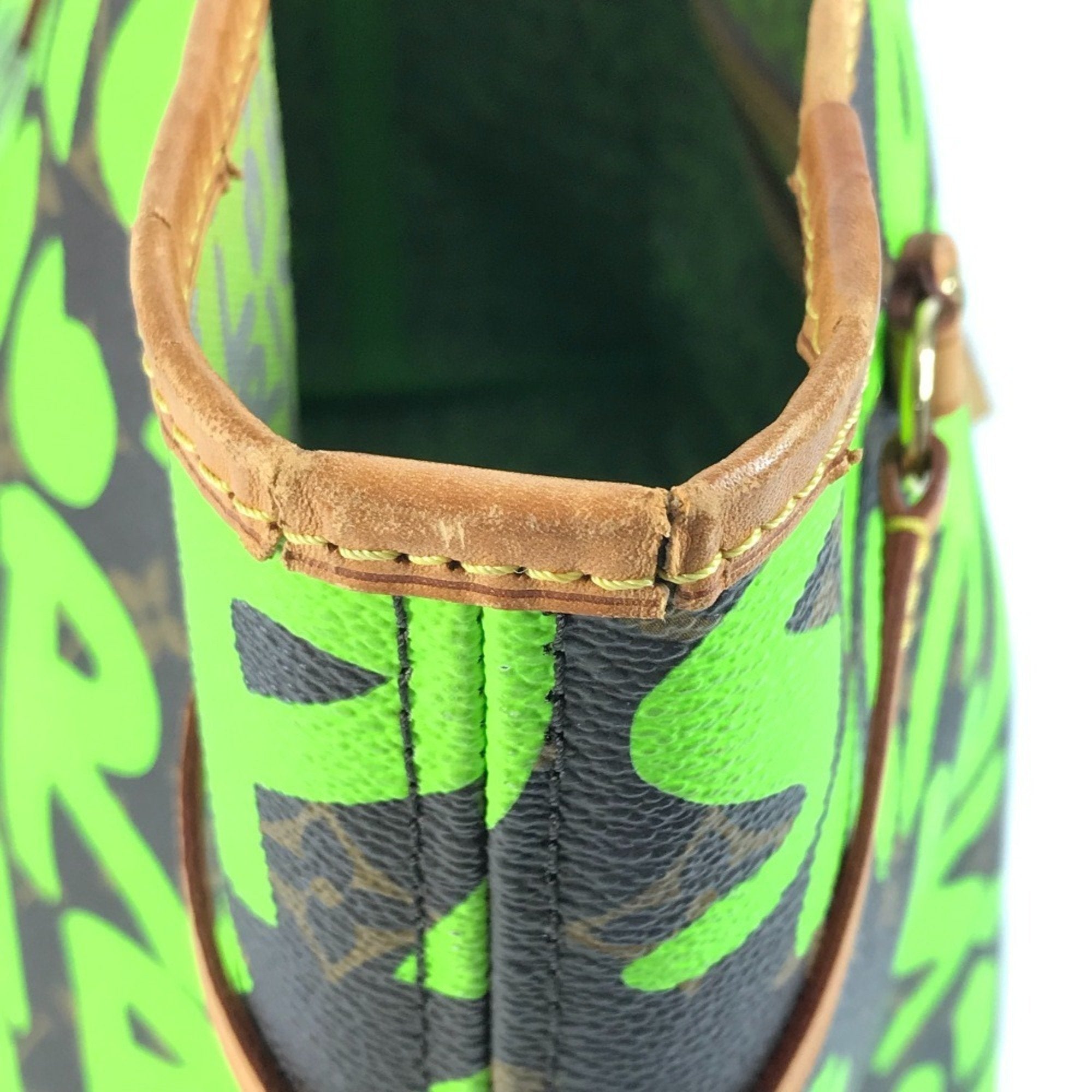 Louis Vuitton Brown Green Vert Monogram Graffiti Shoulder Bag Tote Bag