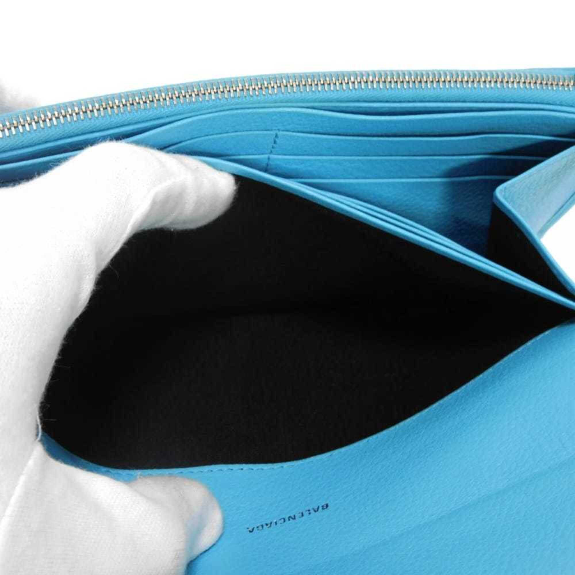 Balenciaga Blue Leather Long Wallet (Bi-Fold)