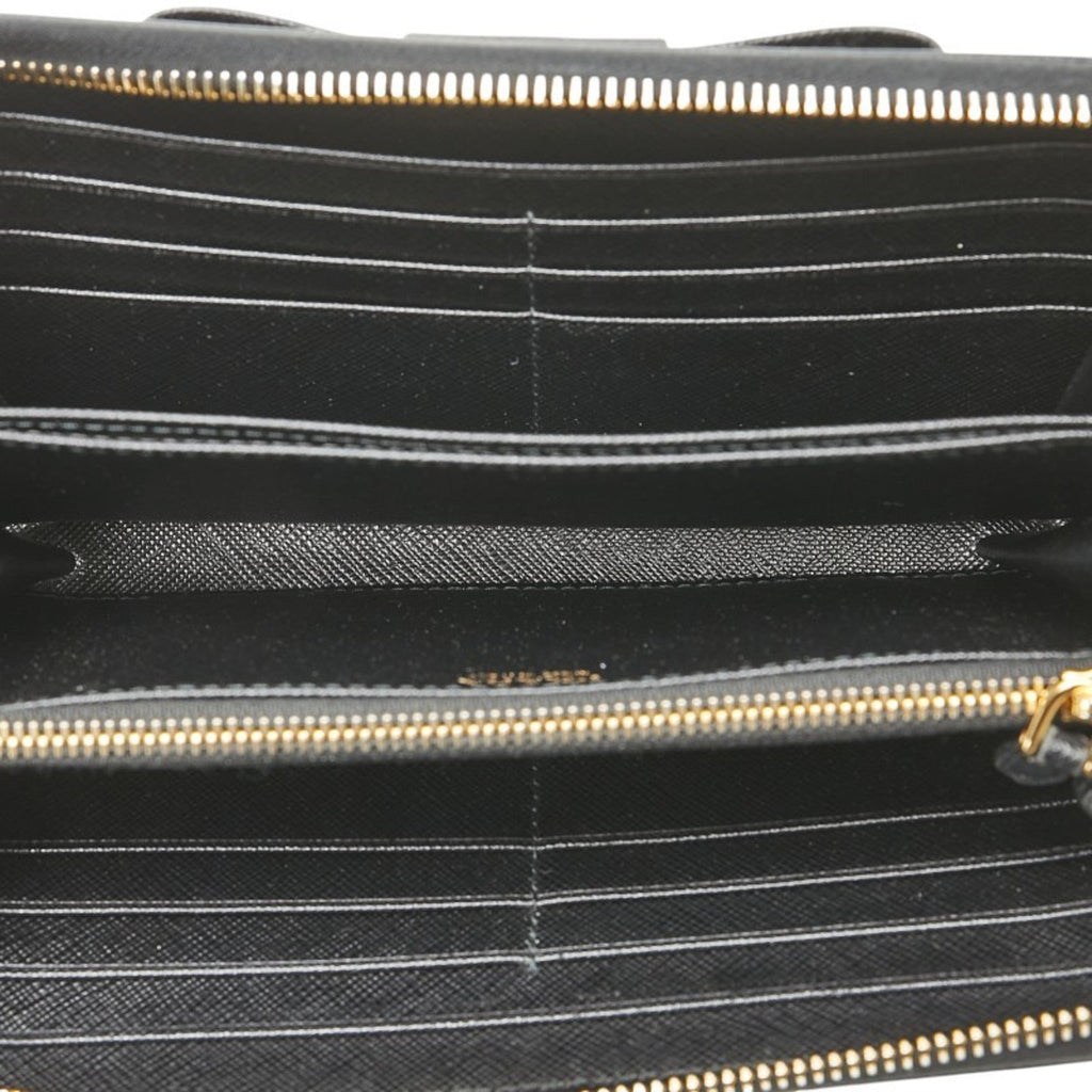 Prada Black Leather Long Wallet (Bi-Fold)