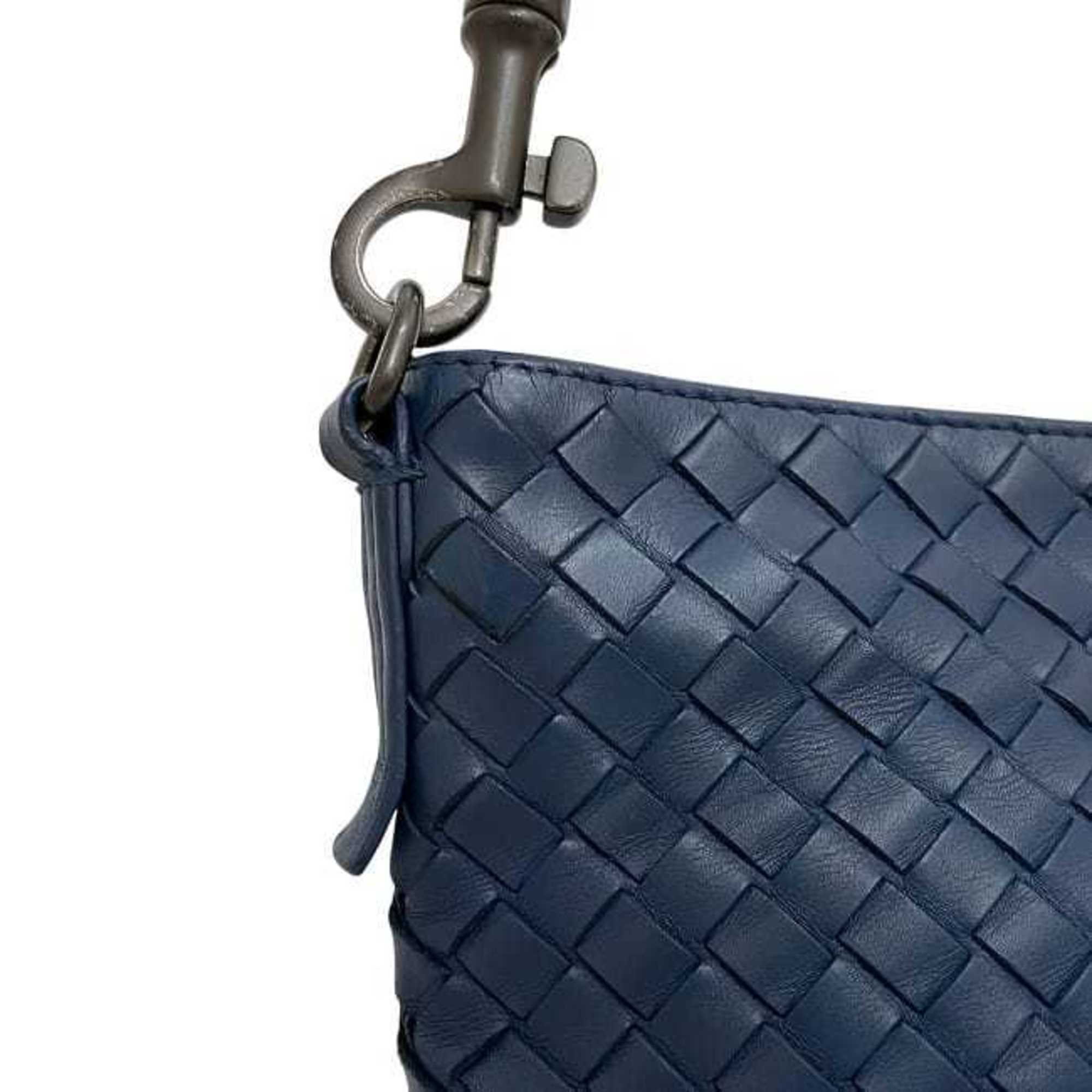 Bottega Veneta Blue Intrecciato Shoulder Bag
