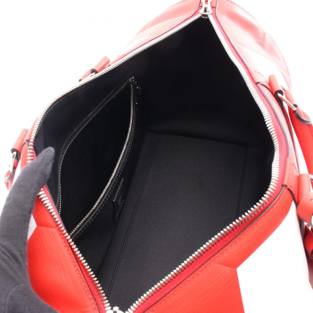 Louis Vuitton Red Color White Leather Boston Bag