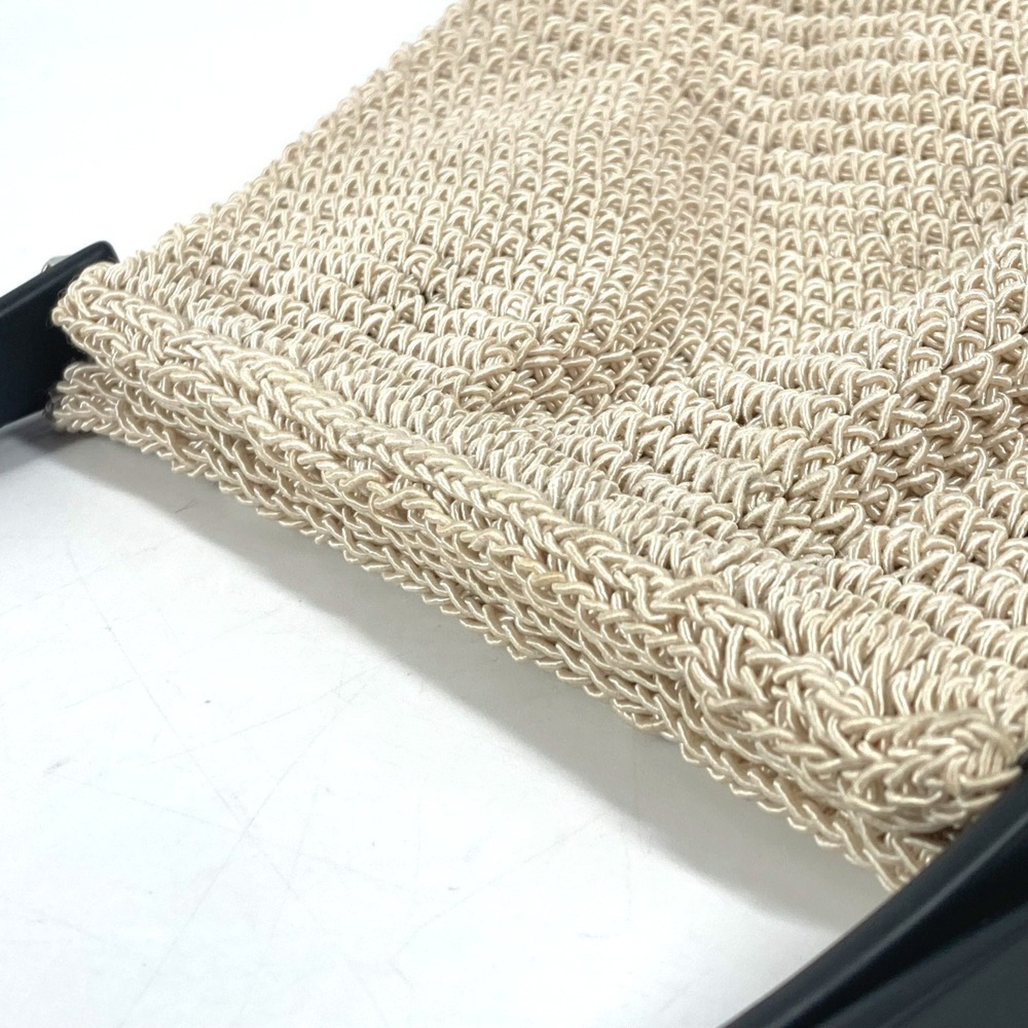 Chanel Beige Black Mesh Handbag