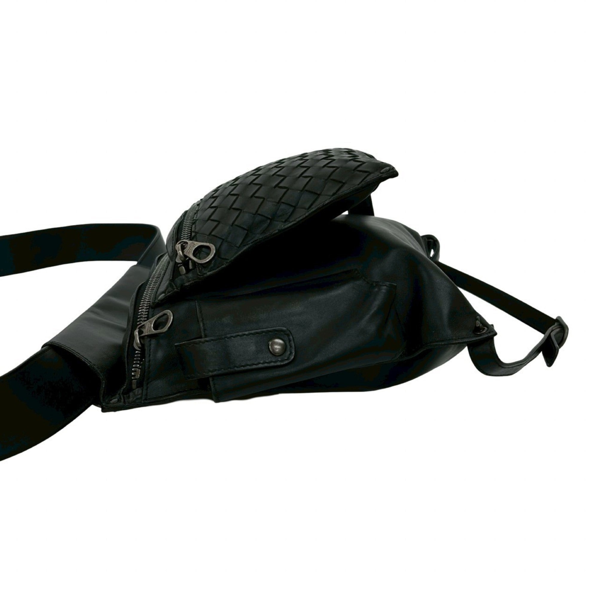 Bottega Veneta Black Leather Shoulder Bag Sling Bag