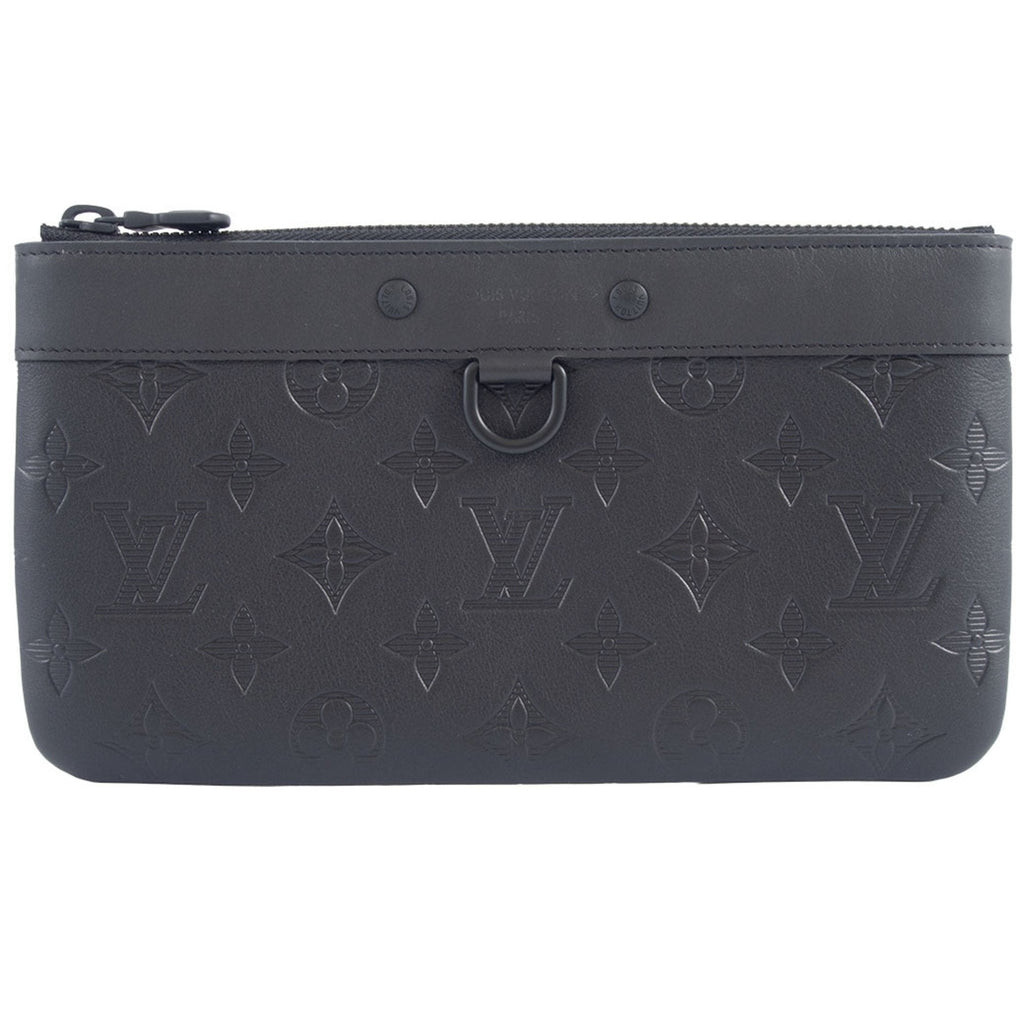 Louis Vuitton Black Monogram Shadow Clutch Bag Pochette