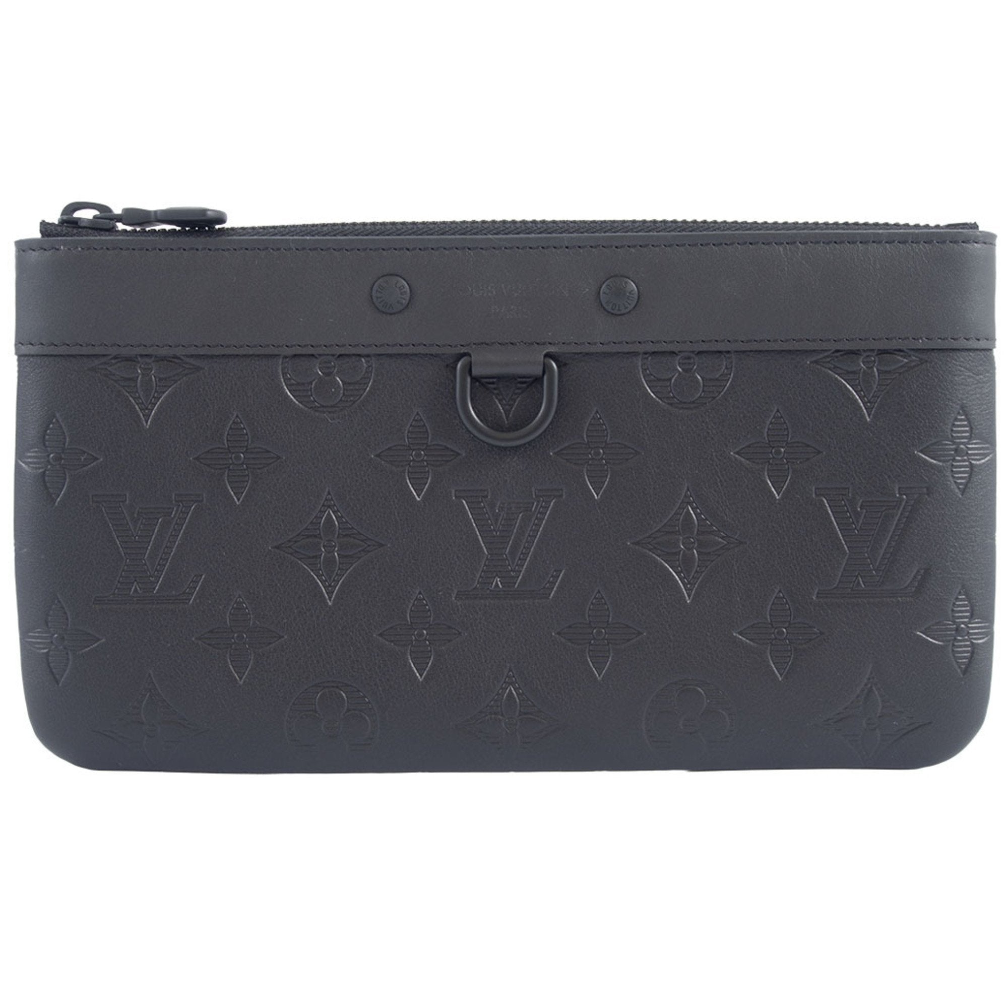 Louis Vuitton Black Monogram Shadow Clutch Bag Pochette