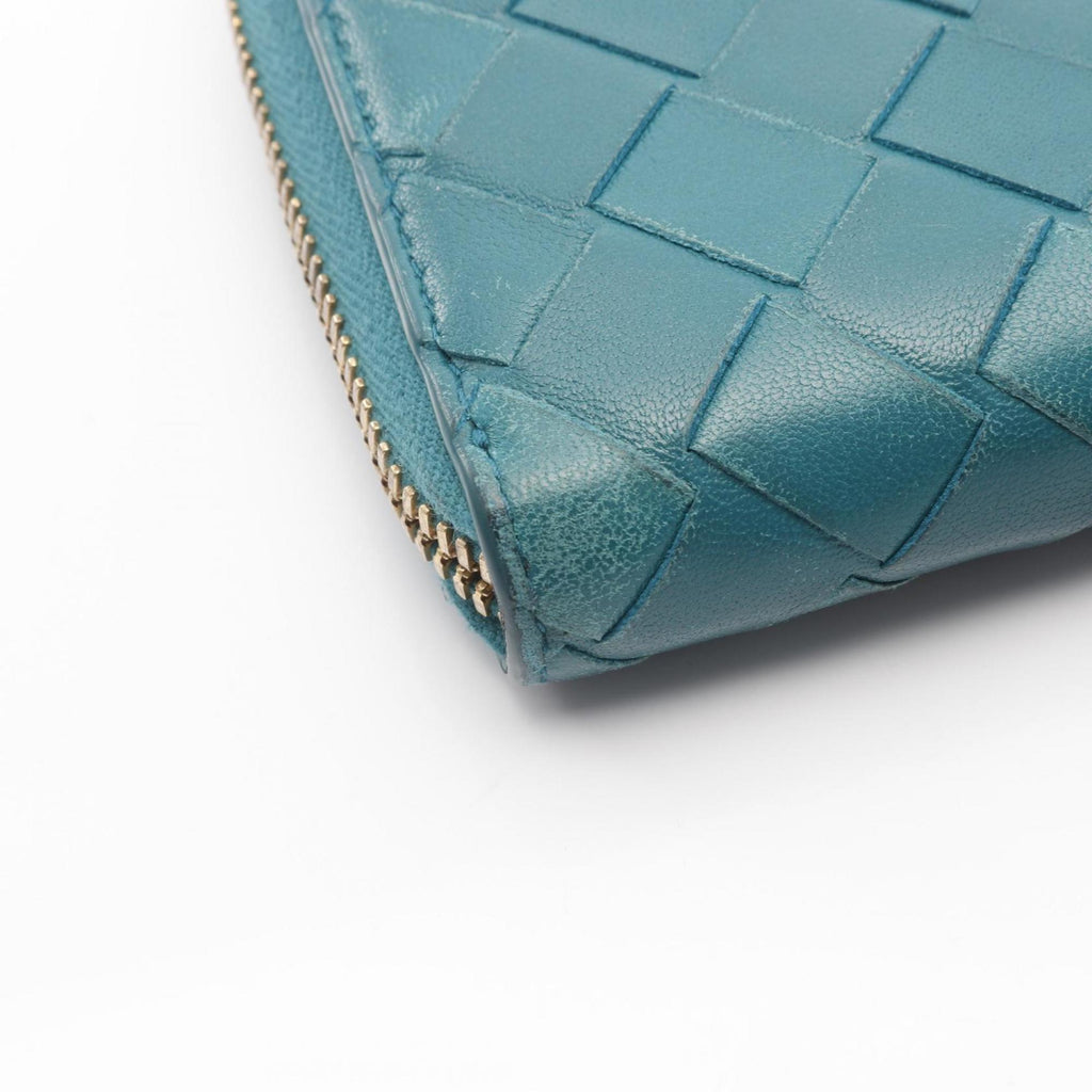 Bottega Veneta Green Leather Long Wallet (Bi-Fold)