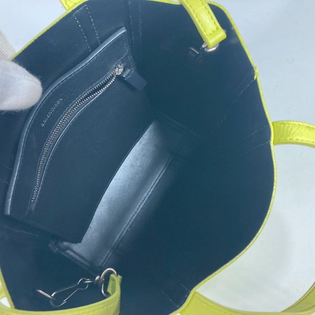 Balenciaga Black Yellow Leather Shoulder Bag Tote