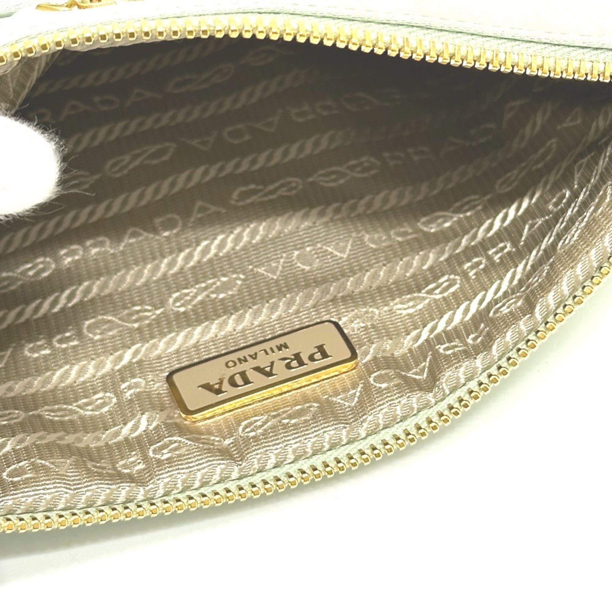Prada Green Satin Clutch Bag