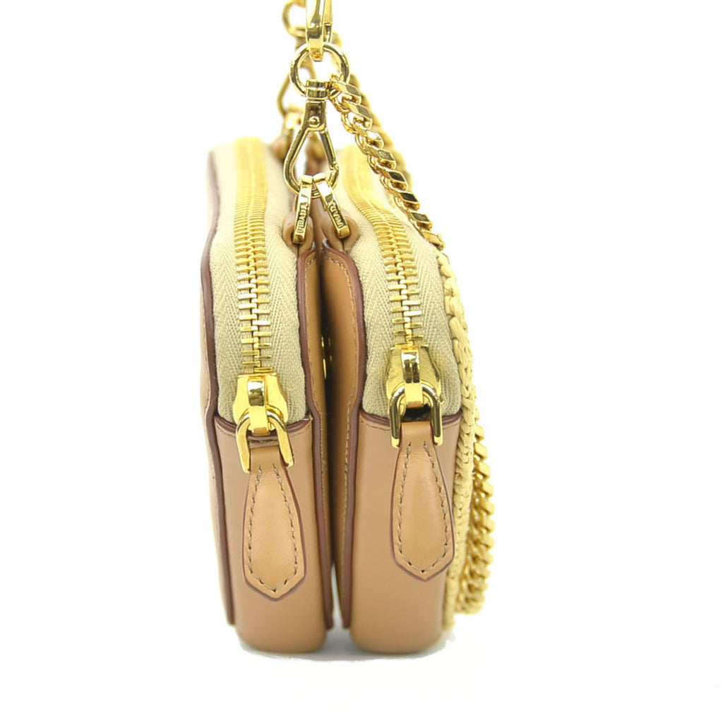 Prada Beige Leather Viscose Shoulder Bag