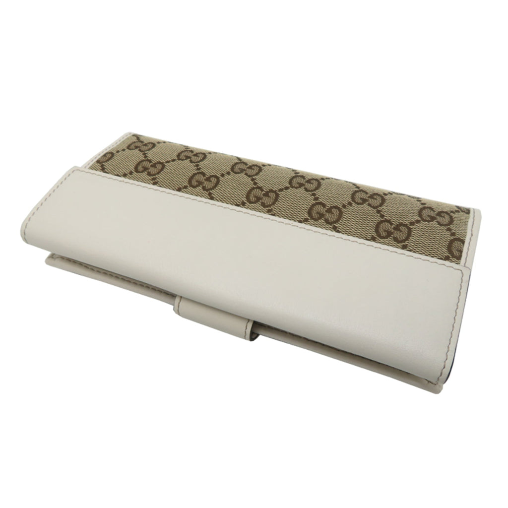 Gucci Brown Canvas Leather Long Wallet (Bi-Fold) (Pre-Owned)