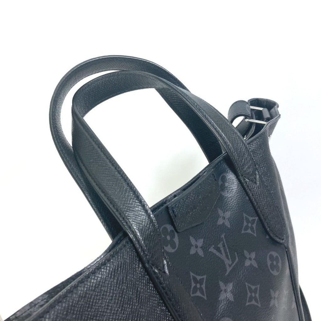 Louis Vuitton Taigarama Black Taiga Leather Monogram Eclipse Handbag Shoulder Bag Tote Bag