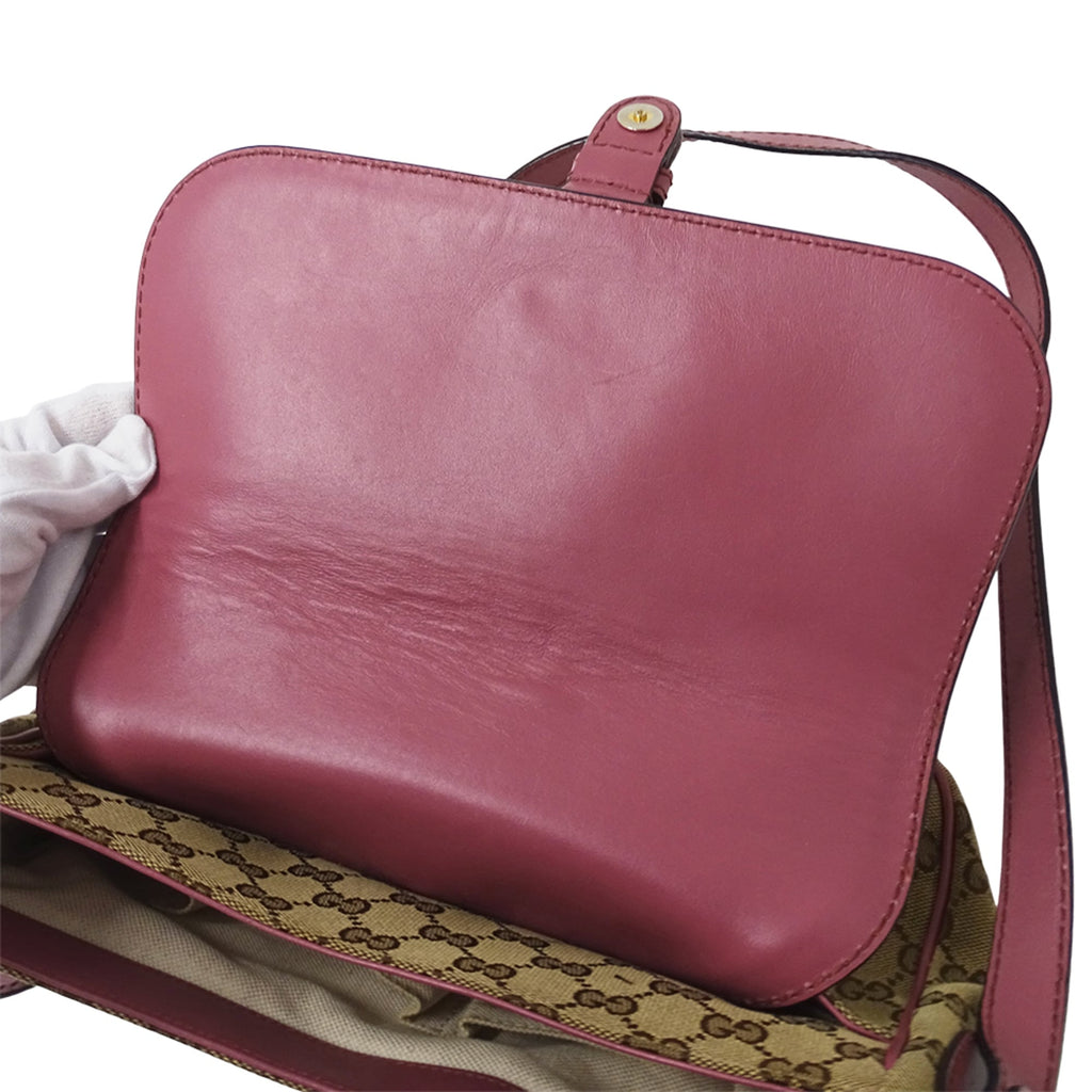 Gucci Gg Canvas Brown Pink Beige Gg Canvas Handbag Messenger Bag Shoulder Bag (Pre-Owned)