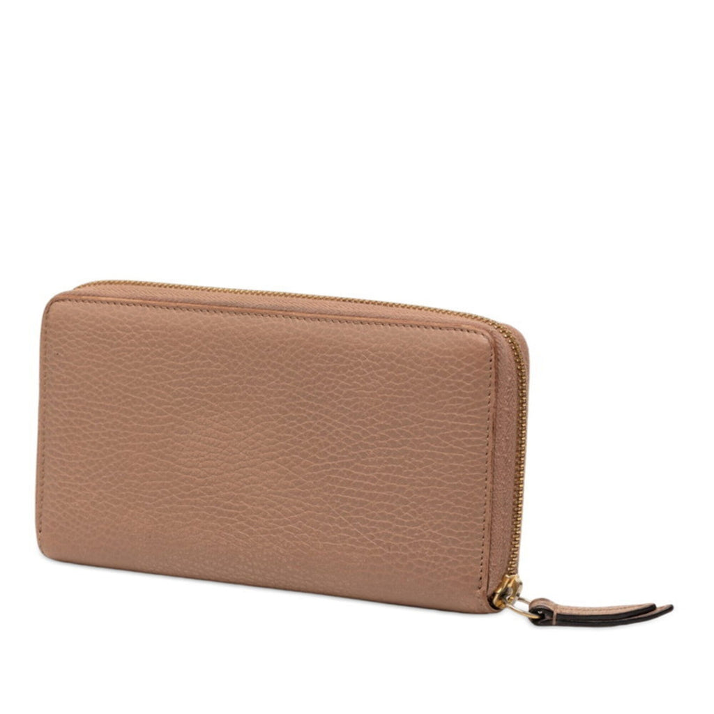 Gucci Pink Beige Leather Long Wallet (Bi-Fold) (Pre-Owned)