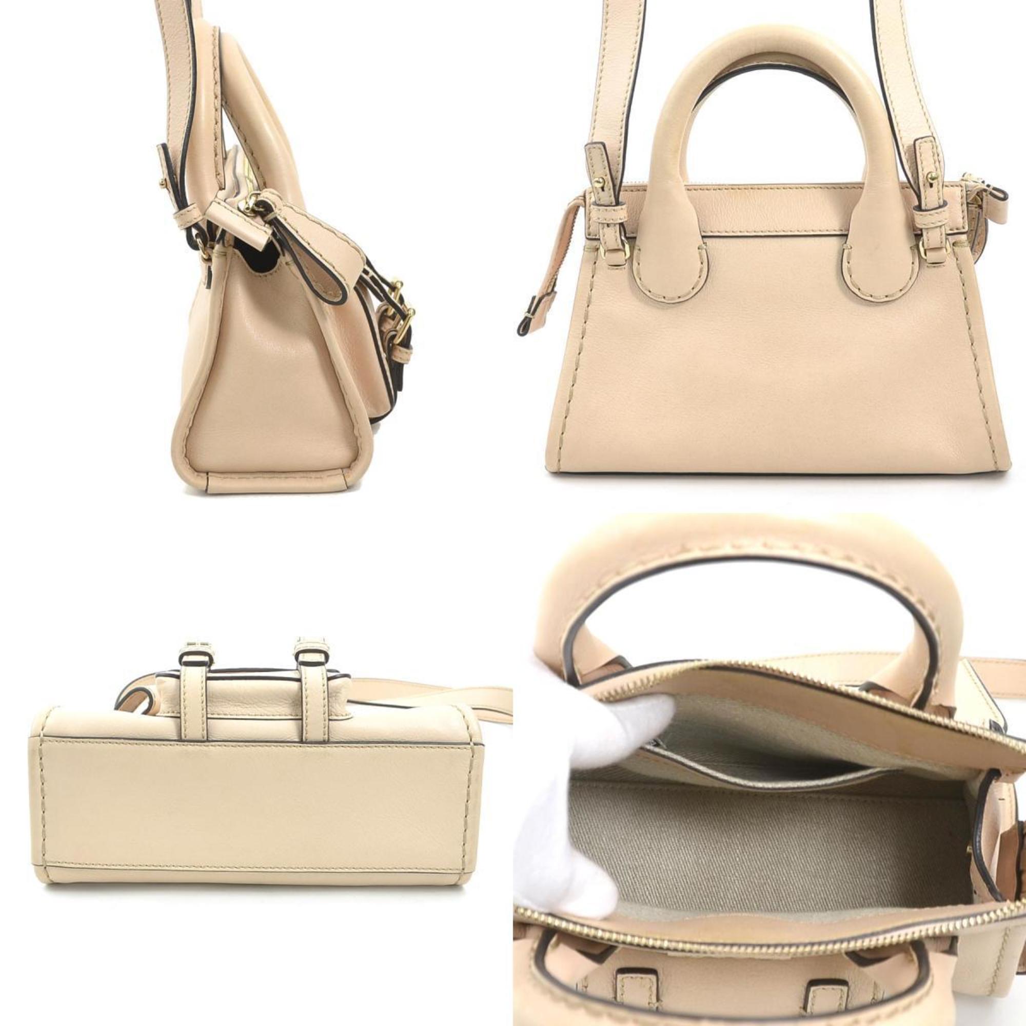 Chloé Pink Beige Leather Handbag Shoulder Bag (Pre-Owned)