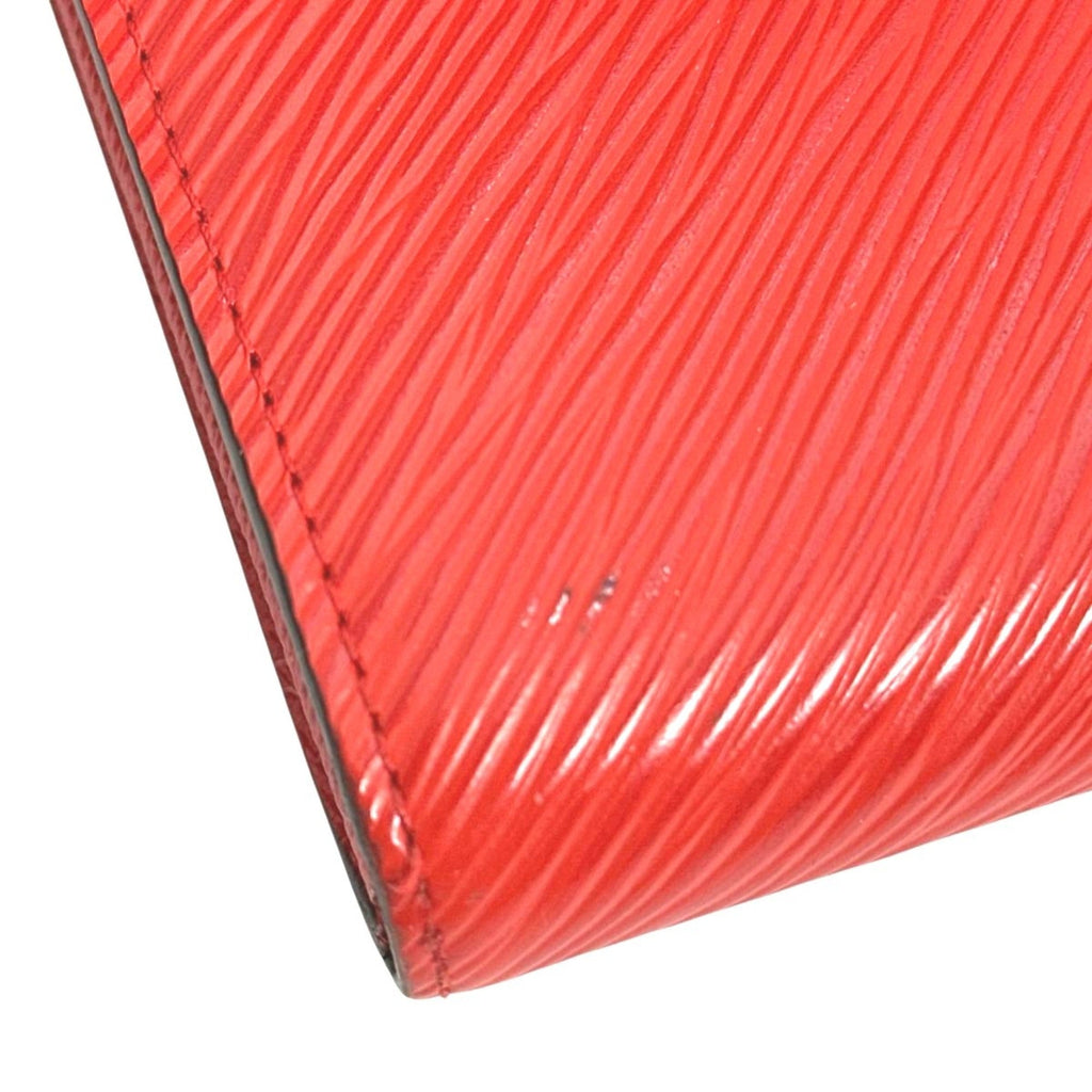Louis Vuitton Coquelicots Red Color Epi Leather Long Wallet (Tri-Fold)
